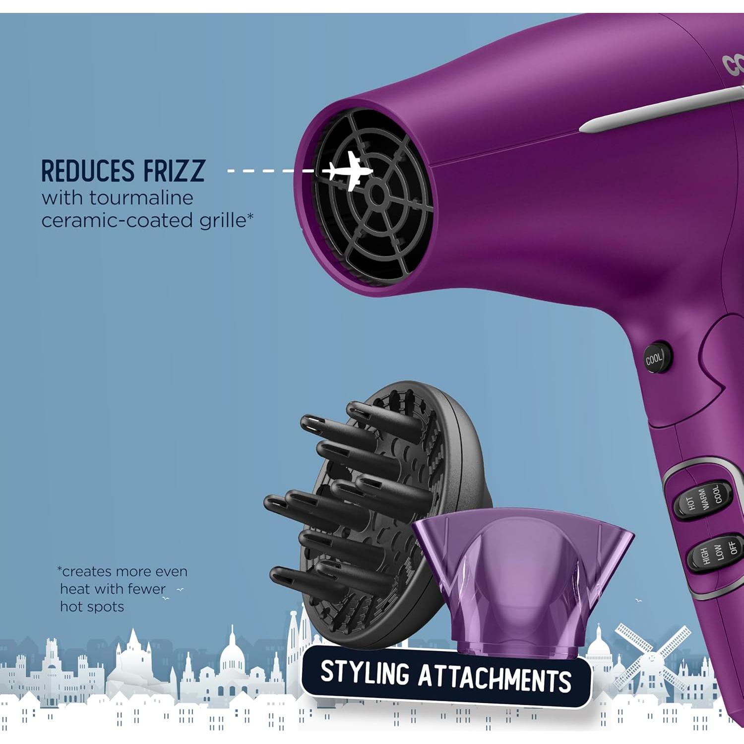 Secador de Pelo Plegable Conair 420UX, Viaje Mundial, 0.45kg