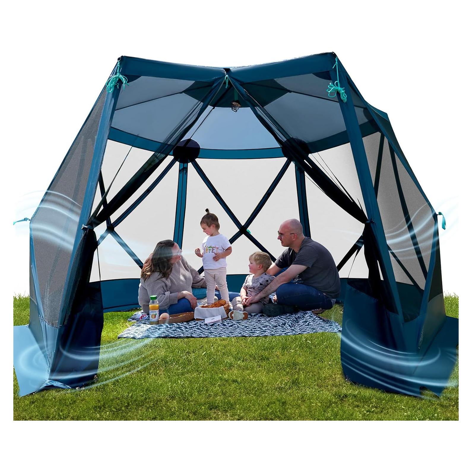 Gazebo Timber Ridge 3.5x3.0m Azul, Carpa Portátil para Camping
