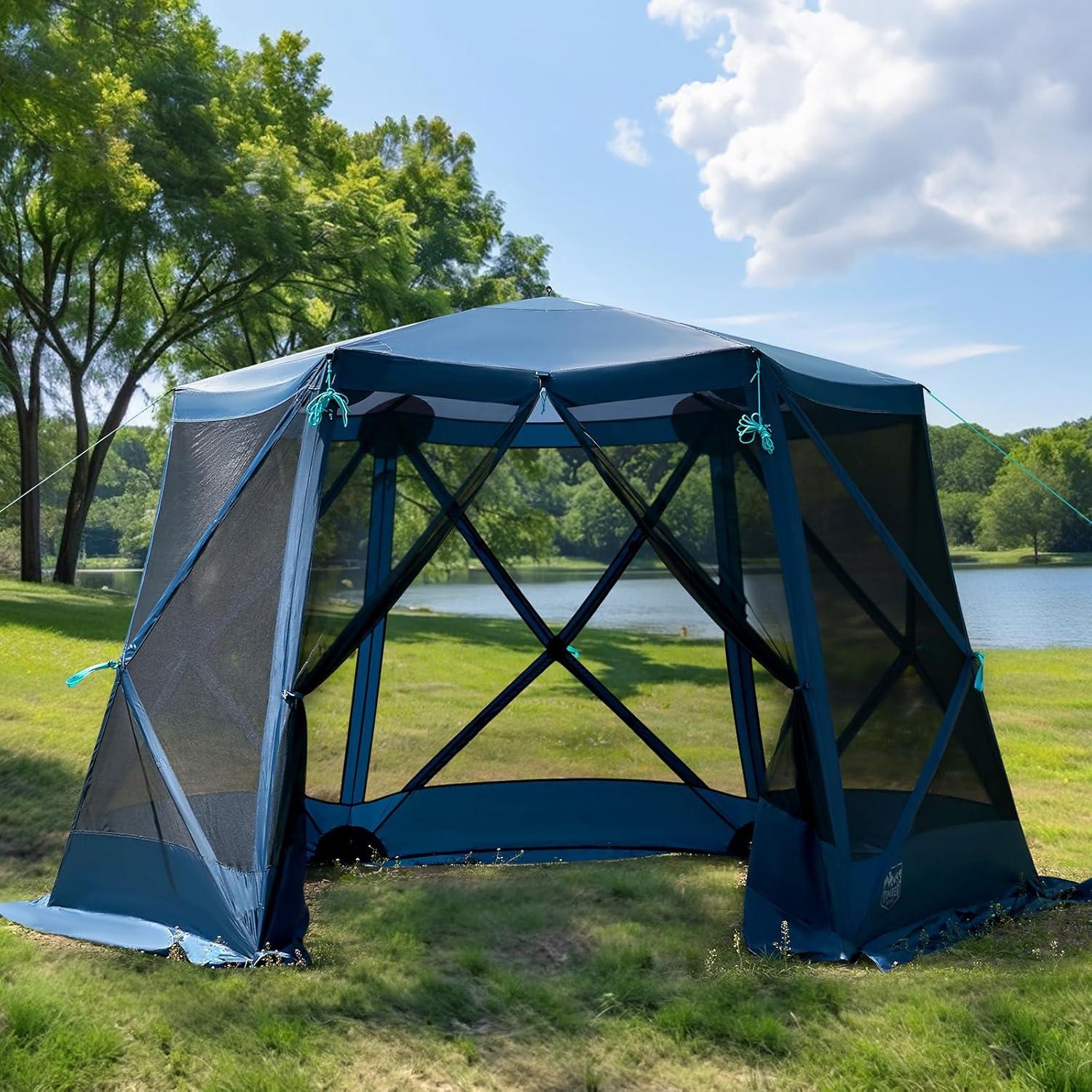 Gazebo Timber Ridge 3.5x3.0m Azul, Carpa Portátil para Camping