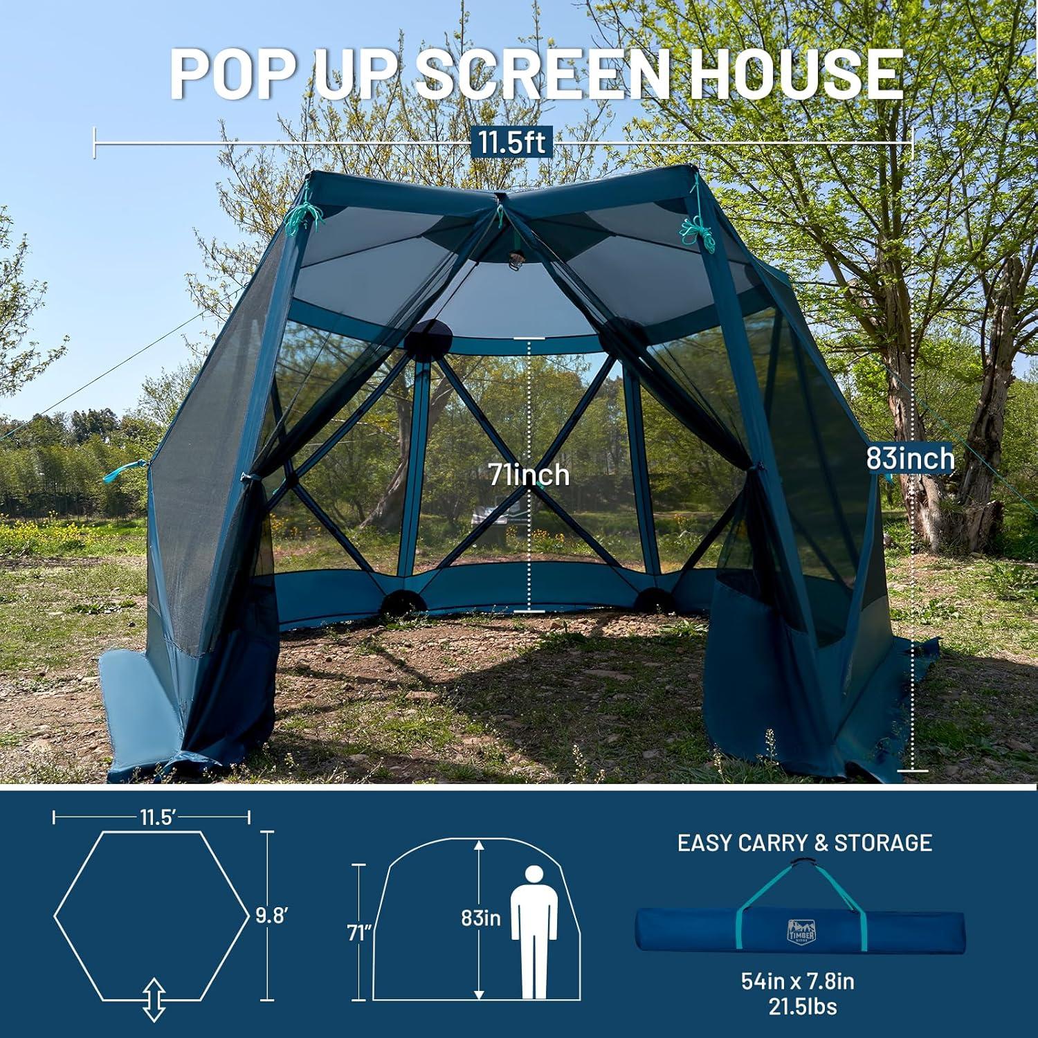 Gazebo Timber Ridge 3.5x3.0m Azul, Carpa Portátil para Camping