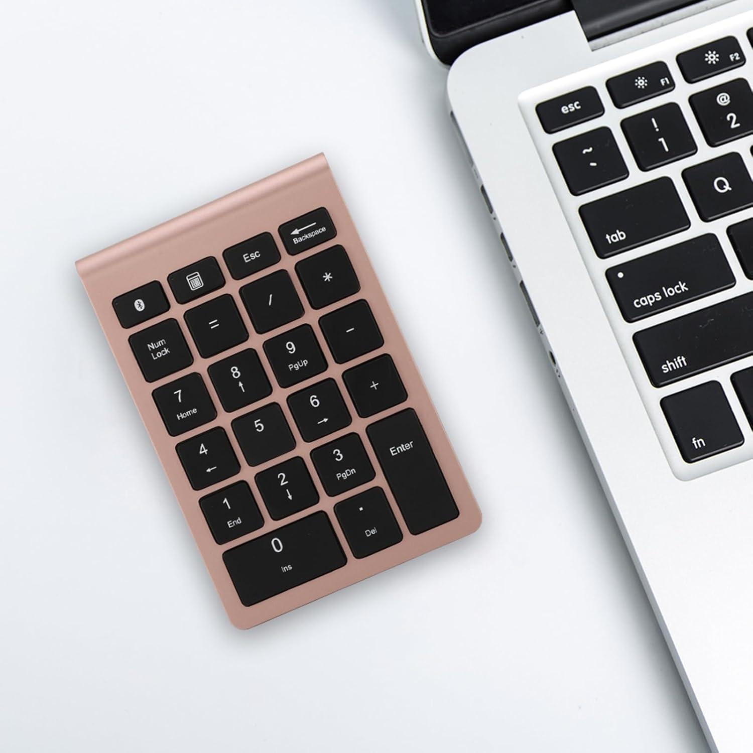 POCREATION Numeric Keypad, Bt304 22 Keys Mini Keyboard, Numeric Keypad Mini Keyboard, Keyboards Accessories Compatible, with Bluetooth 5.0 (Rose Gold)
