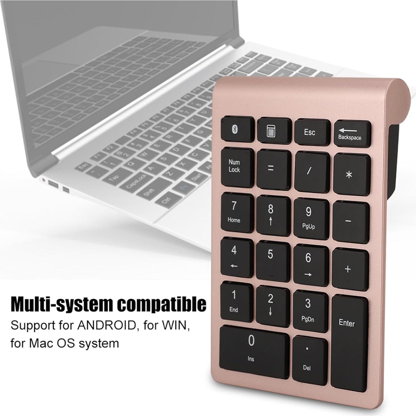 POCREATION Numeric Keypad, Bt304 22 Keys Mini Keyboard, Numeric Keypad Mini Keyboard, Keyboards Accessories Compatible, with Bluetooth 5.0 (Rose Gold)