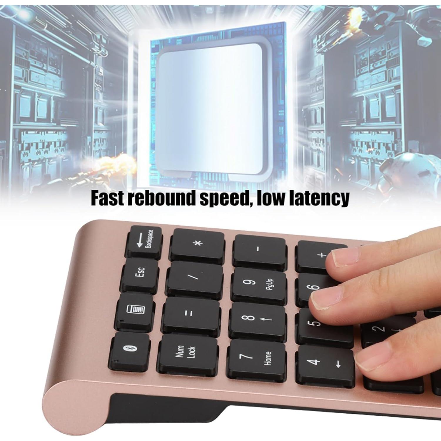 POCREATION Numeric Keypad, Bt304 22 Keys Mini Keyboard, Numeric Keypad Mini Keyboard, Keyboards Accessories Compatible, with Bluetooth 5.0 (Rose Gold)