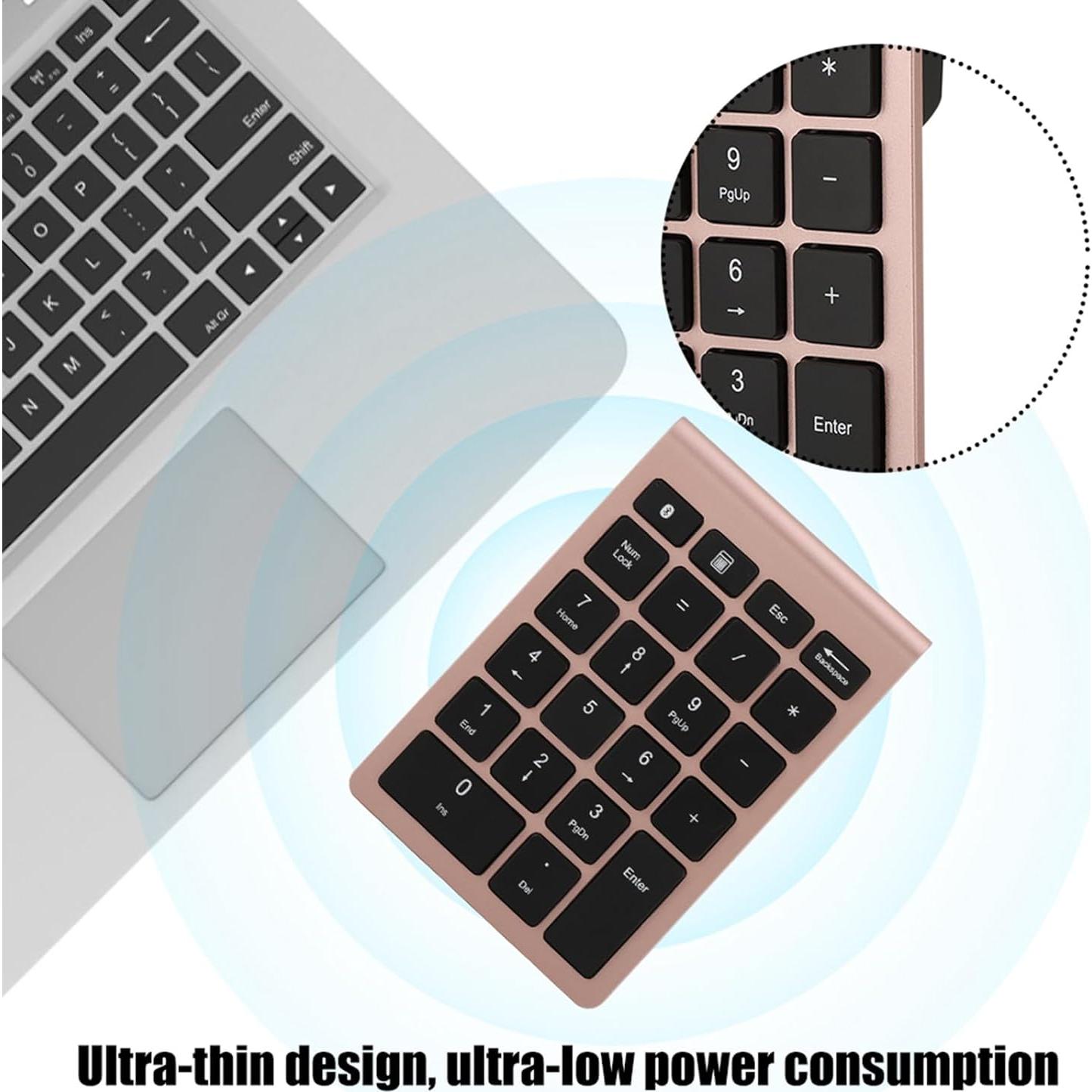 POCREATION Numeric Keypad, Bt304 22 Keys Mini Keyboard, Numeric Keypad Mini Keyboard, Keyboards Accessories Compatible, with Bluetooth 5.0 (Rose Gold)