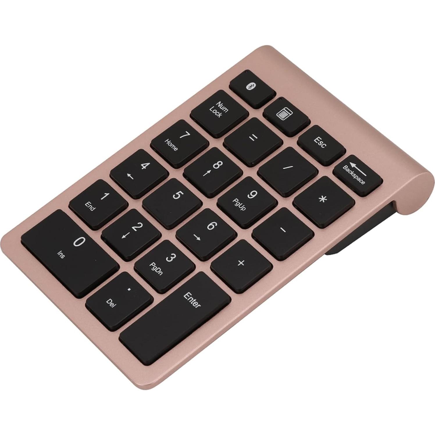 POCREATION Numeric Keypad, Bt304 22 Keys Mini Keyboard, Numeric Keypad Mini Keyboard, Keyboards Accessories Compatible, with Bluetooth 5.0 (Rose Gold)