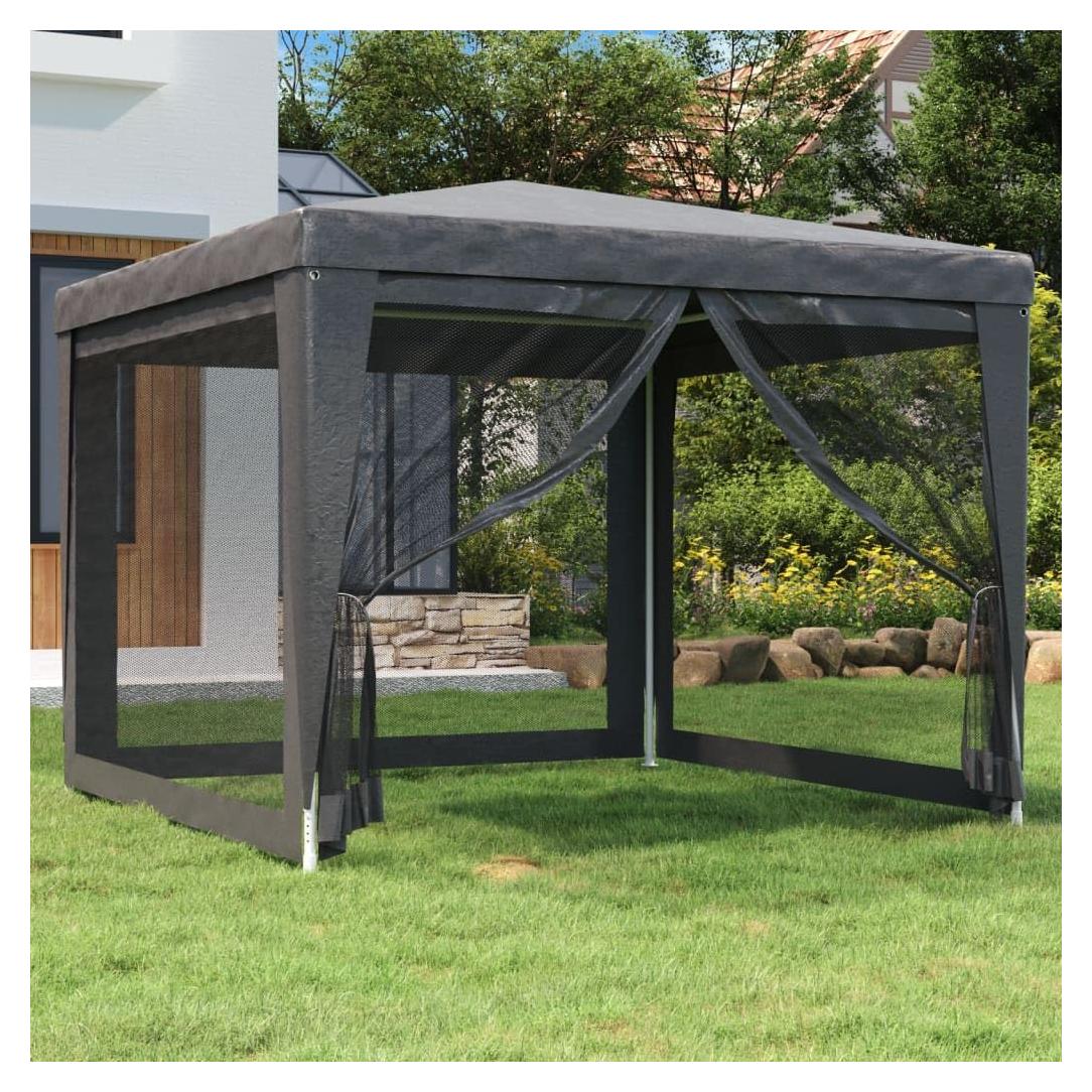 Carpa de Fiesta GROSERY 3x3m con 4 Paredes de Malla Antracita