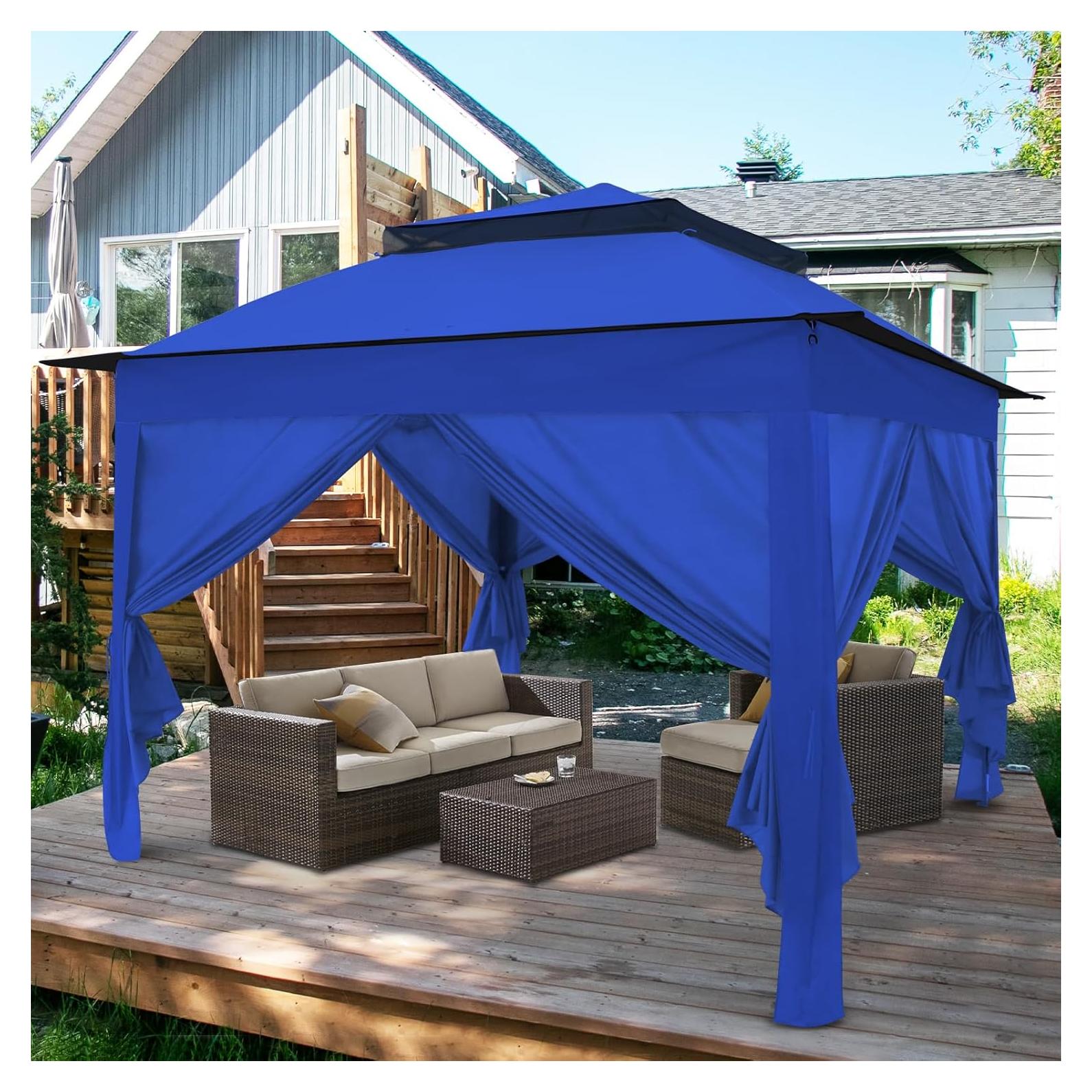 Carpa Gazebo Instantáneo COOS BAY 3.35x3.35m Azul con Paredes