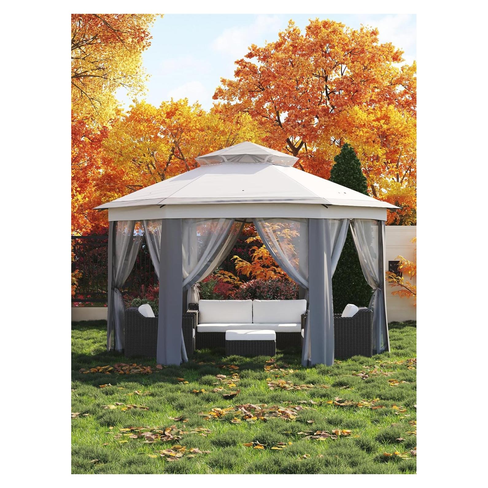 Gazebo Plegable Hexagonal OUTGOODS 15.7 m² con Mosquitero