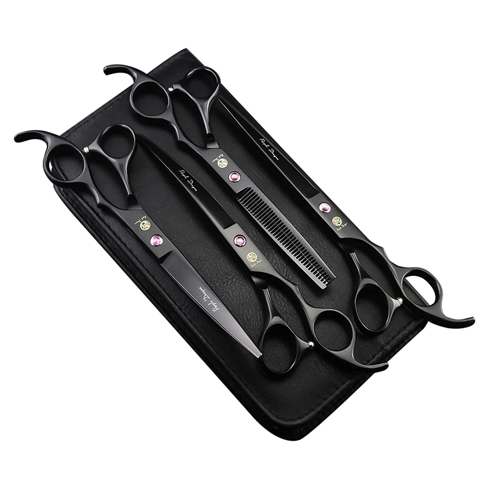 Kit Tijeras Aseo Mascotas Purple Dragon 4Pcs Acero Japonés