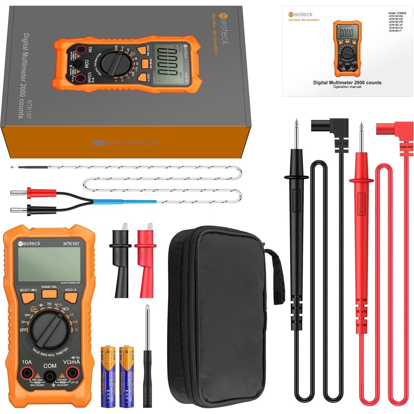 Multímetro Digital Neoteck 2000 Cuentas AC/DC LCD