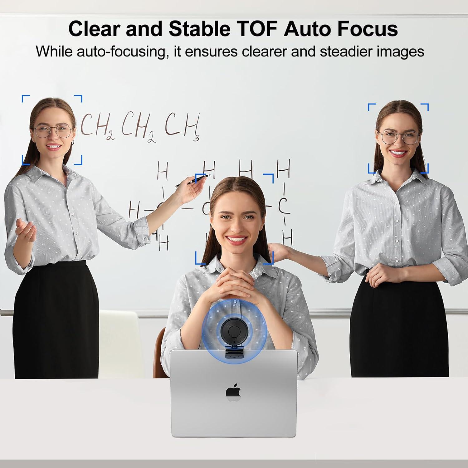 Cámara web 4K Camii con luz y micrófono, control remoto