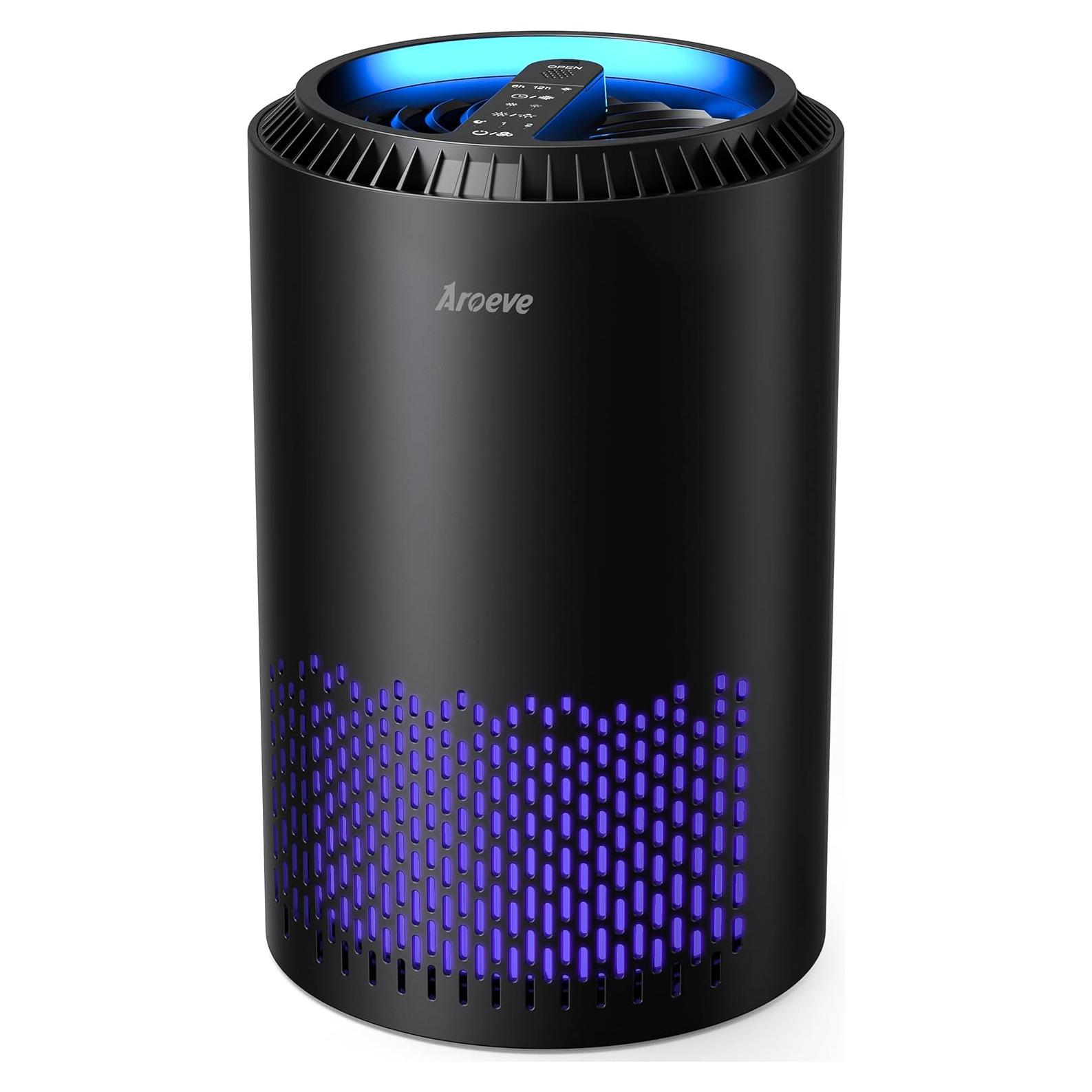 Purificador de Aire AROEVE MK01 Negro para Dormitorio 25 m²