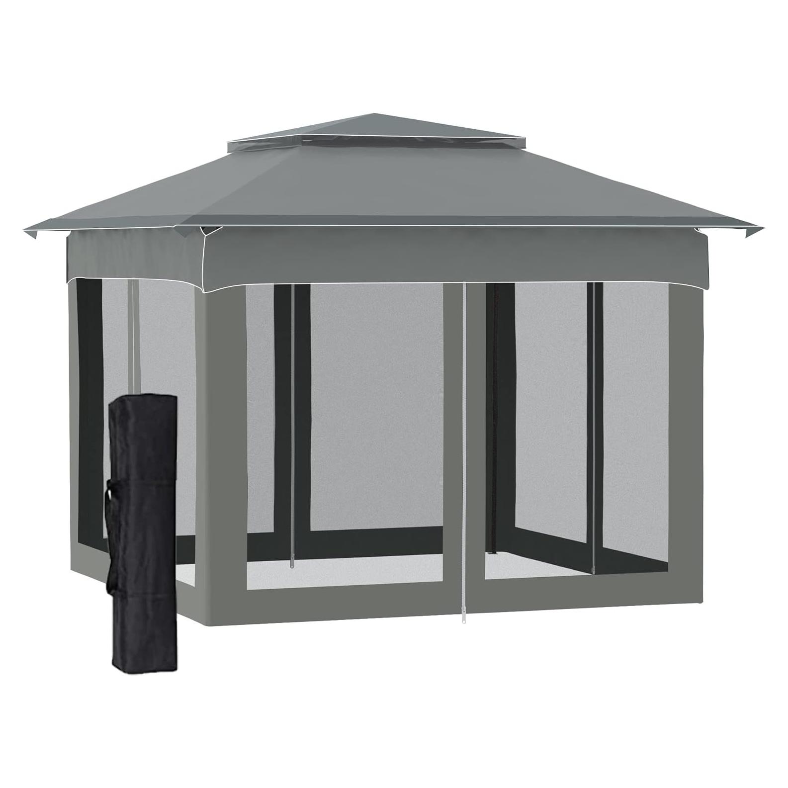 Carpa Plegable Adigyco 3.25x3.25m Gris Oscuro con Red