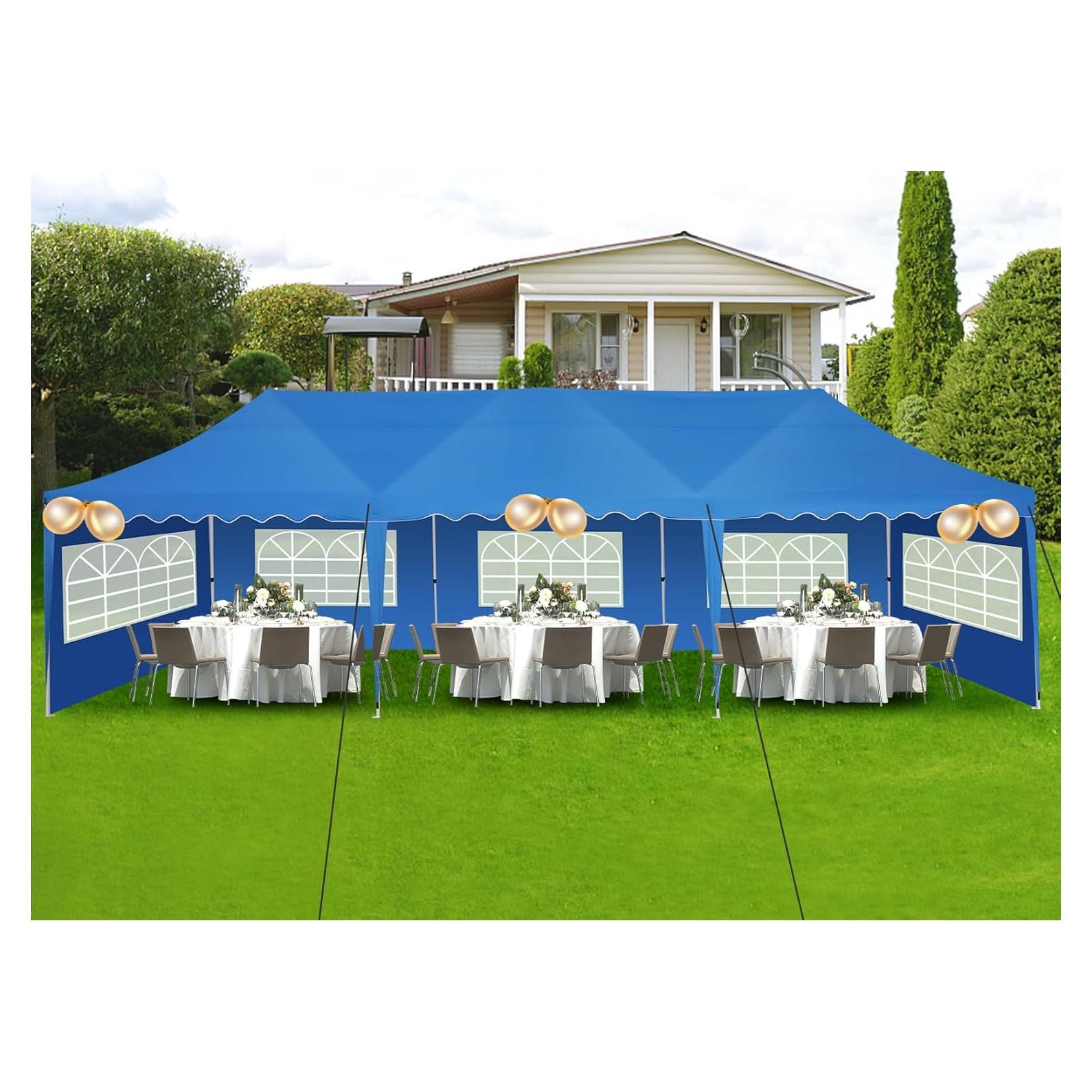 Carpa de Fiesta COBIZI 10x3m Impermeable con Paredes Laterales