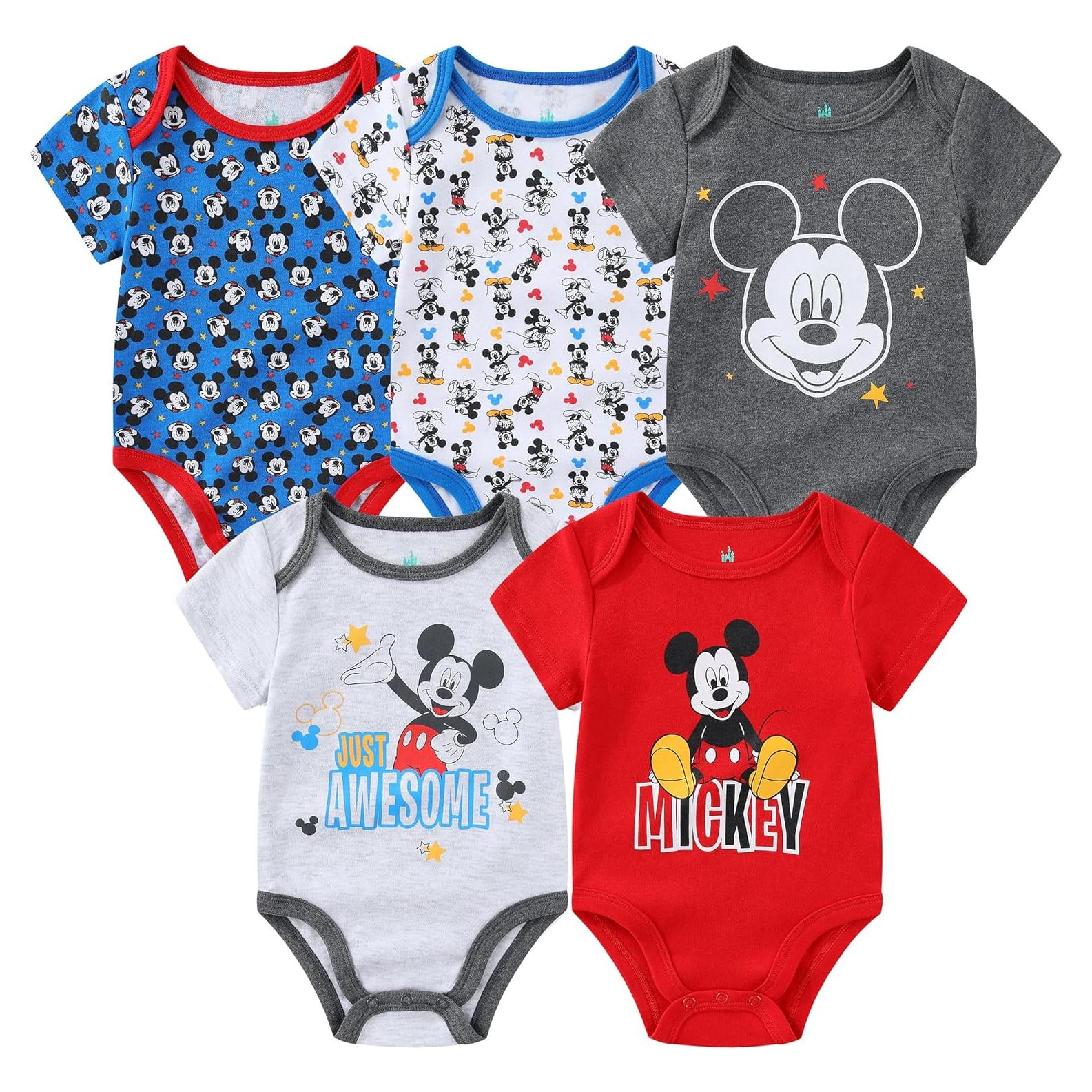 Conjunto de 5 Bodies Disney para Bebés - Mickey, Simba, Pooh