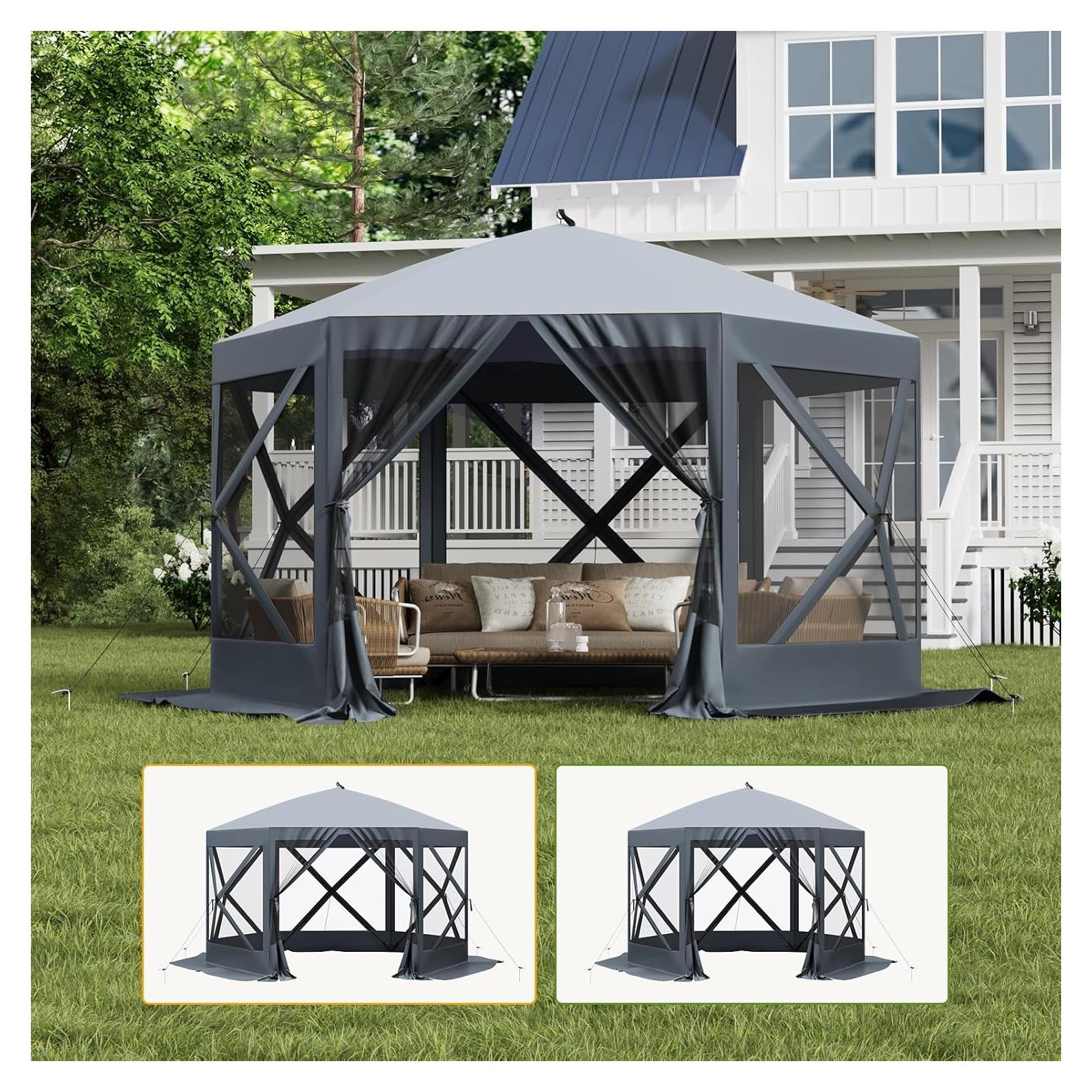 Gazebo Plegable ChicCoutured 3.05x3.05m con Mosquitera Gris