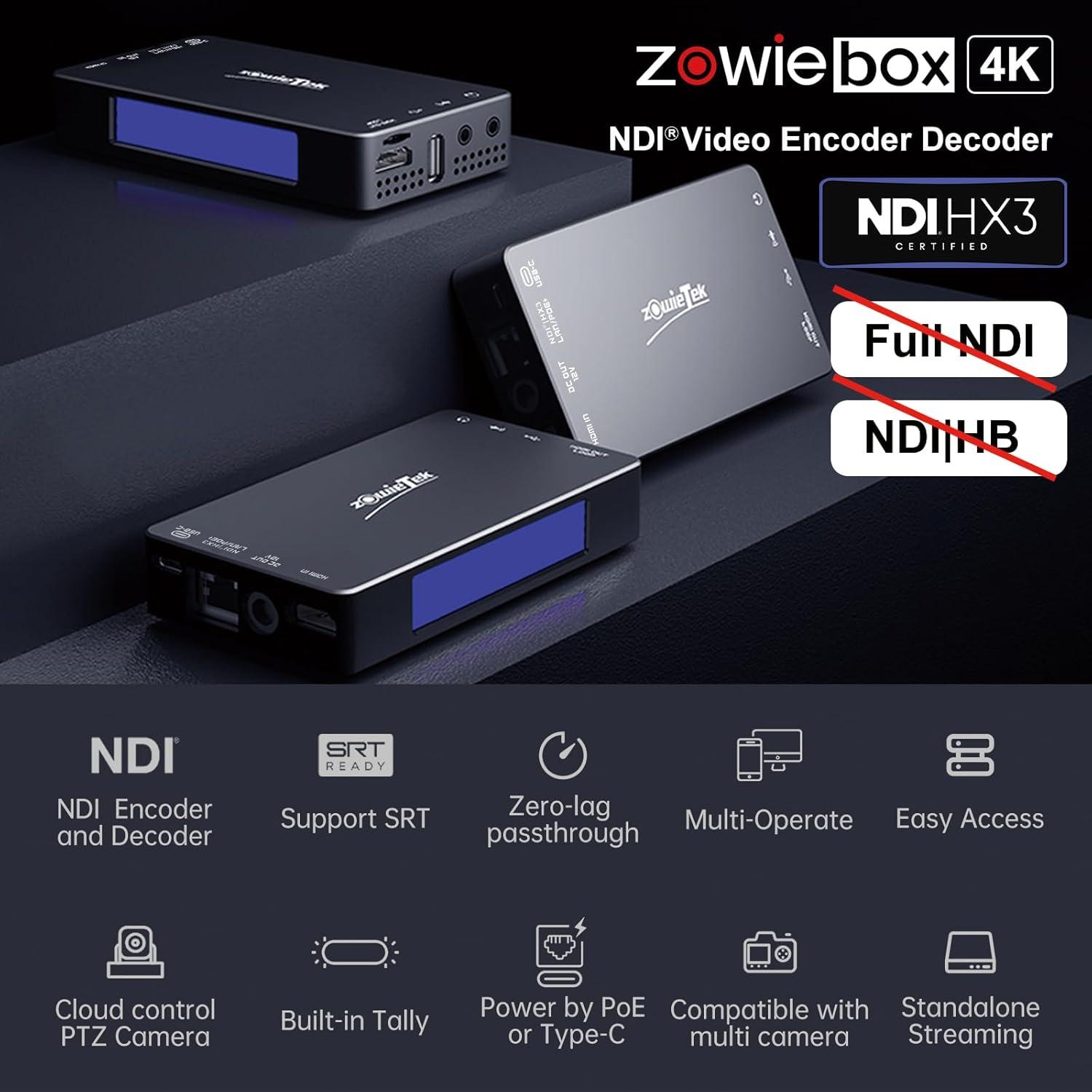 Codificador HDMI 4K ZowieBox NDI HX3 Grabador 60fps