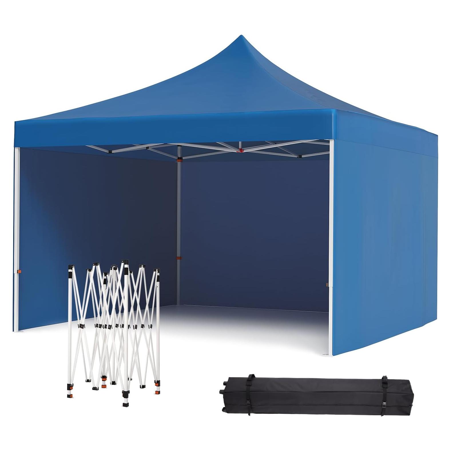 Carpa Plegable OutdoorVibe 3 Paredes Laterales 10x10m Azul Marino