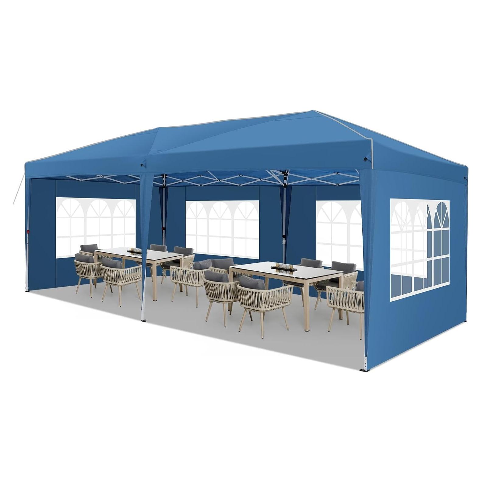 Carpa Plegable COBIZI 10x6 m con Paredes Laterales Azul