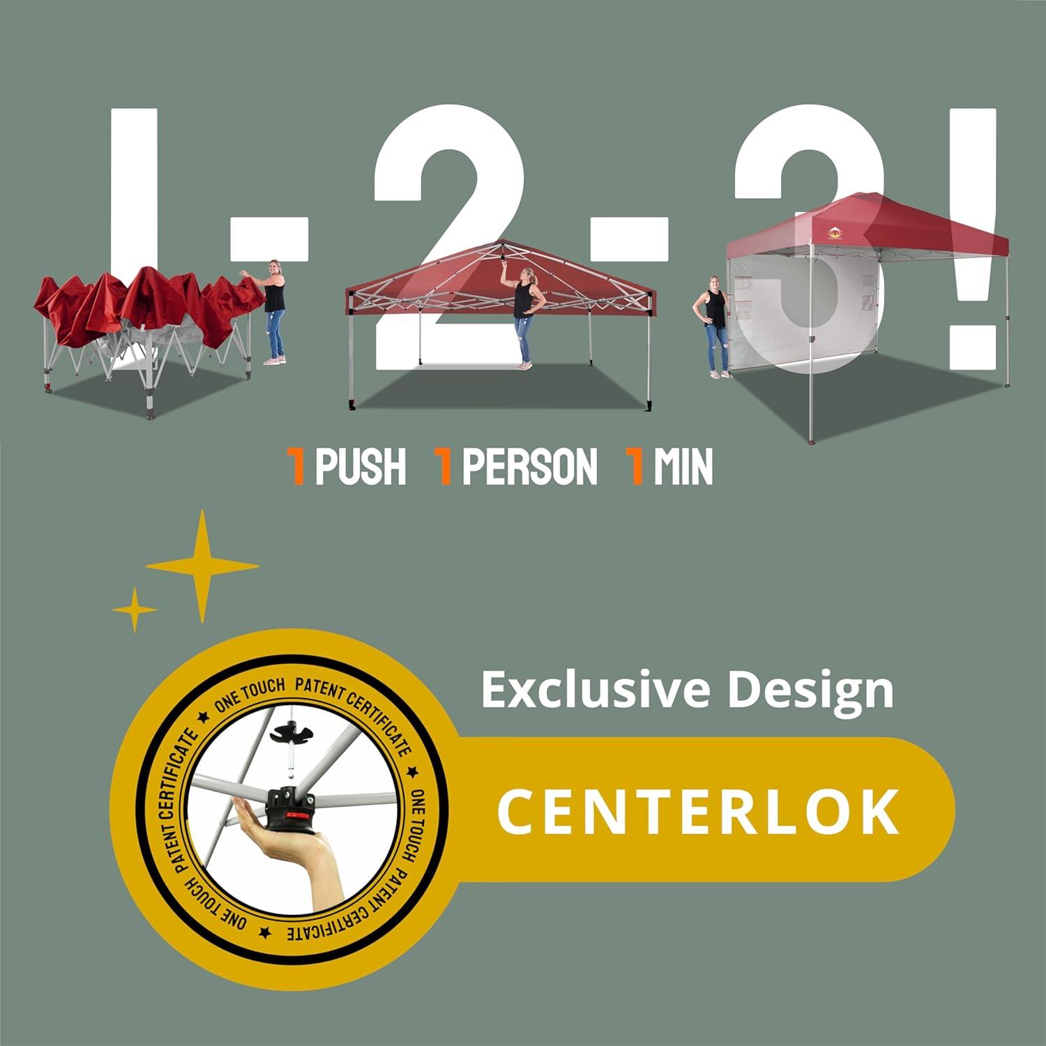 Carpa Plegable CROWN SHADES 3x3m con 1 Pared Lateral - Rojo