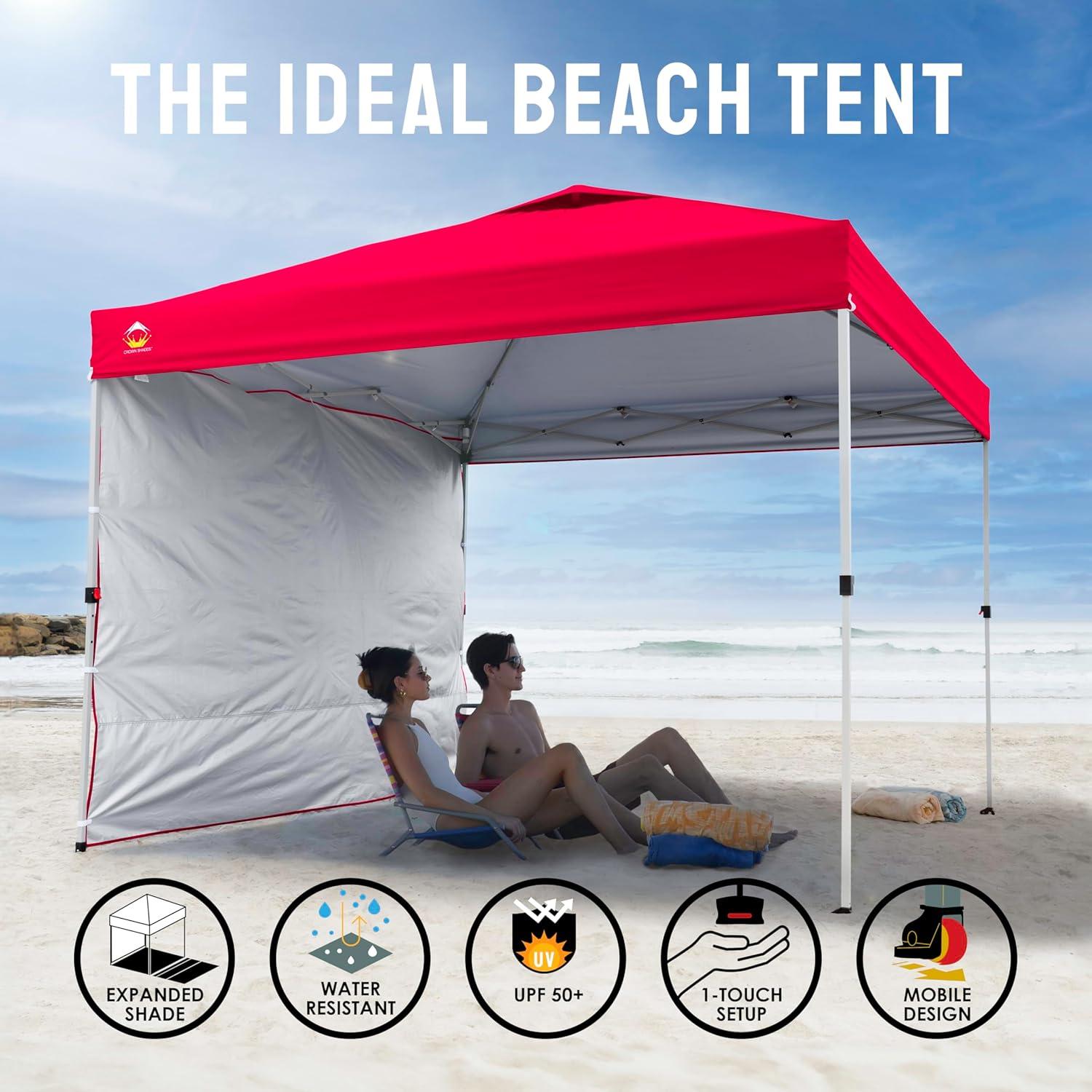 Carpa Plegable CROWN SHADES 3x3m con 1 Pared Lateral - Rojo