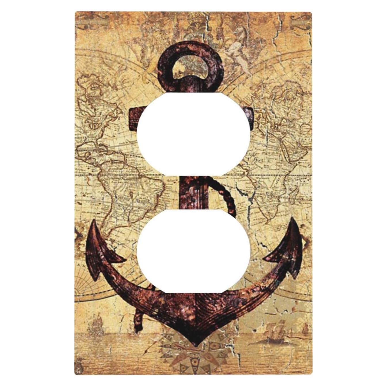 Placa de Interruptor Decorativa Yamxbfa 1 Gang Mapa Náutico Vintage