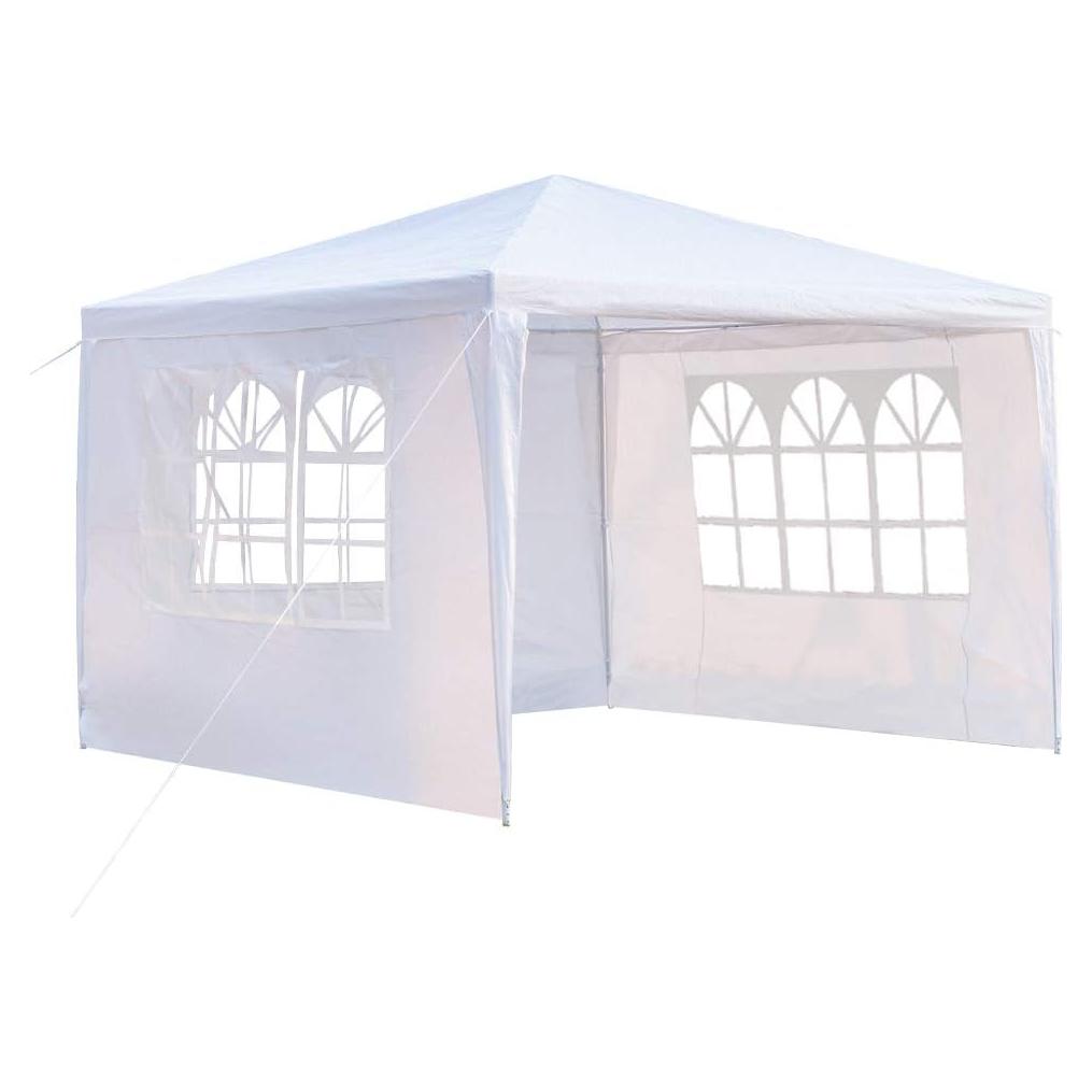 Toldo Gazebo 3x3m YYAO Blanco Impermeable con Paredes y Ventanas