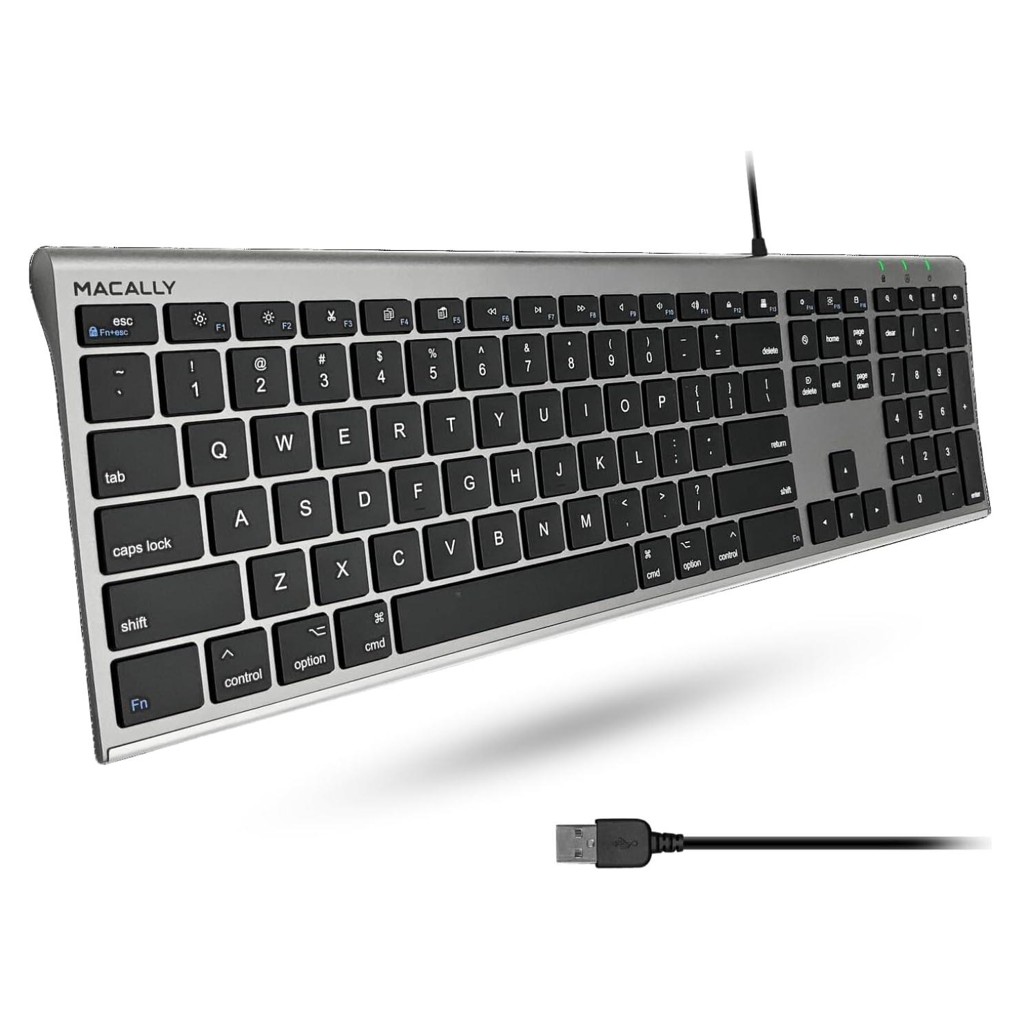 Teclado USB Macally Ultra Delgado - Gris Espacial