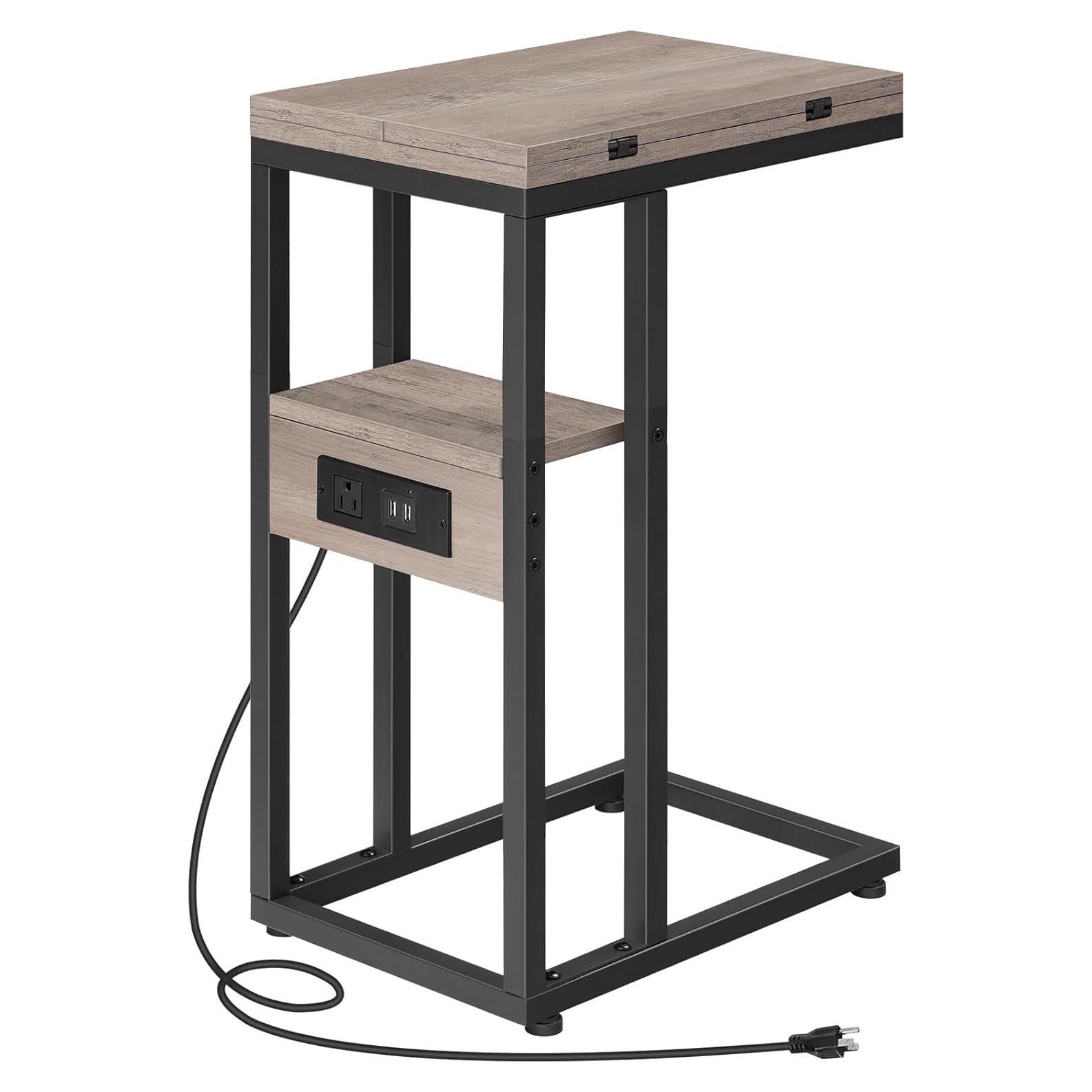 Mesa Auxiliar Plegable HOOBRO en Forma de C con Carga USB