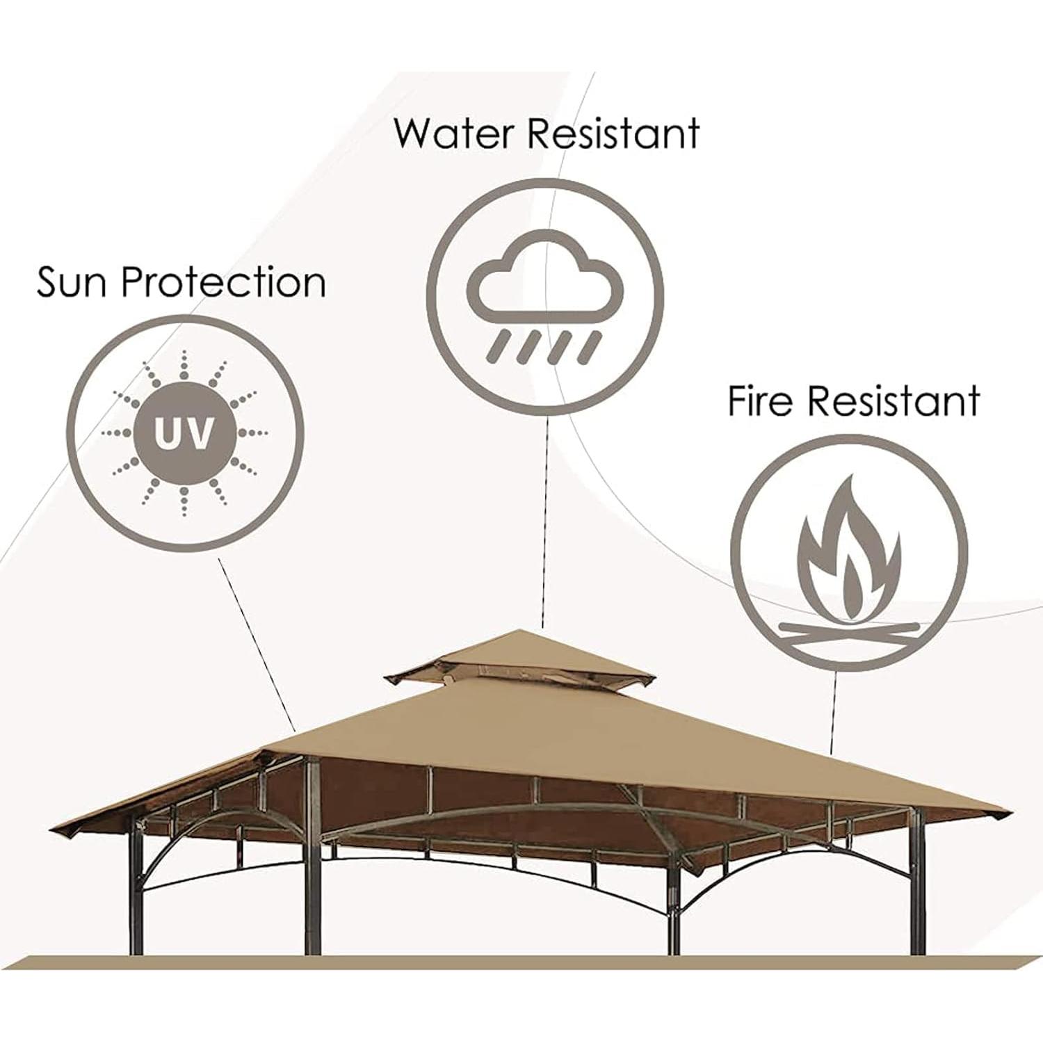 Techo de Reemplazo para Gazebo de Parrilla Hugline L-GG001PST-F Caqui