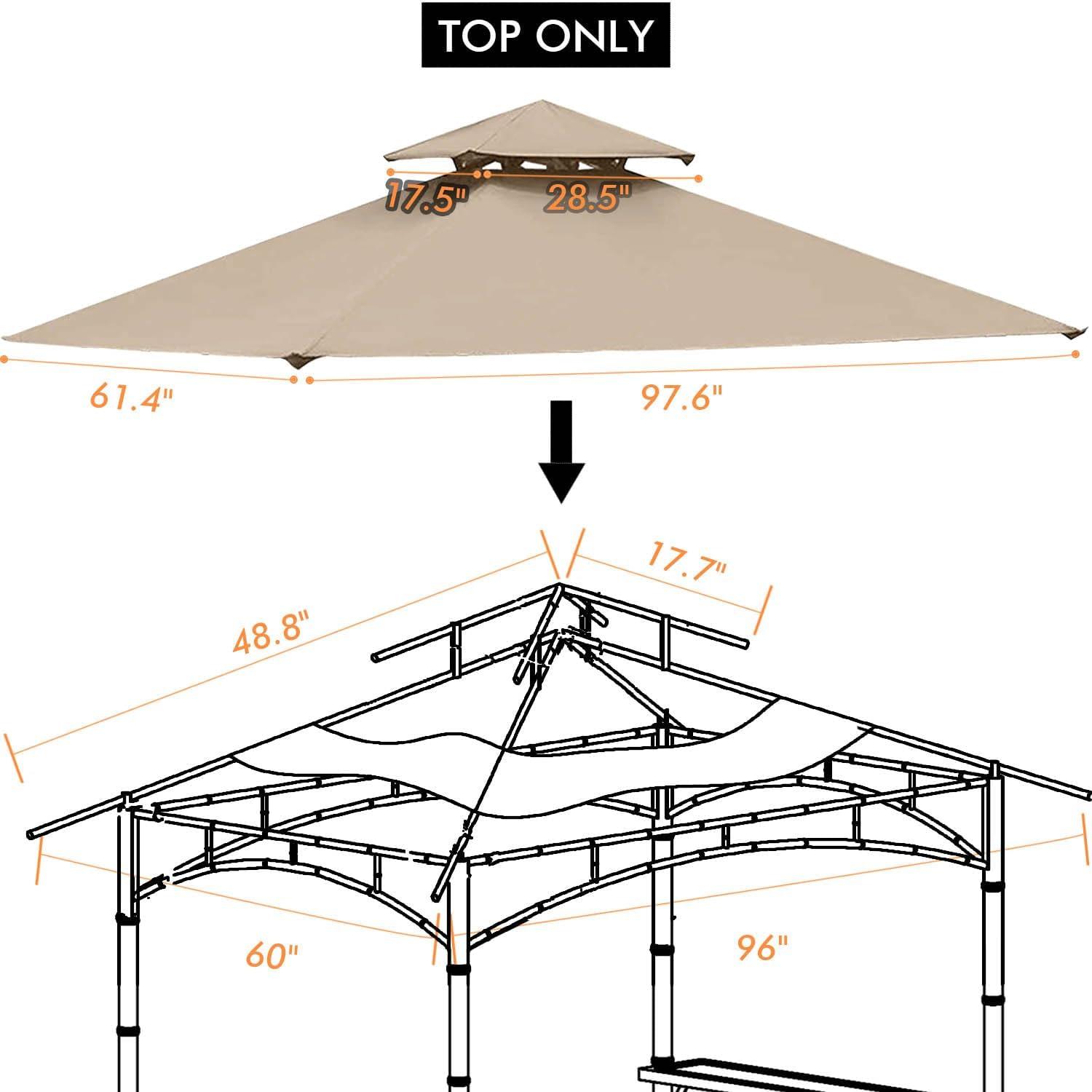 Canopy Reemplazo ONTHEWAY para Gazebo L-GZ238PST-11 Caqui