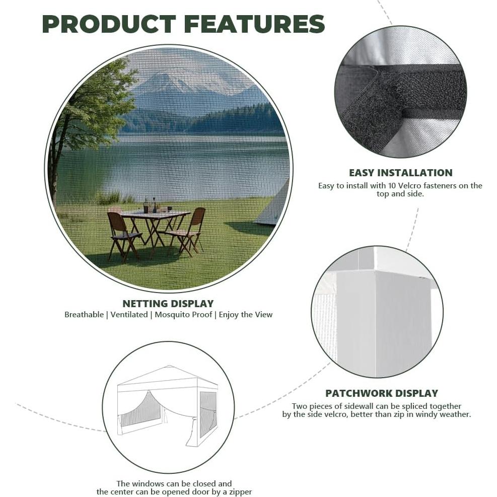 Pared Lateral de Malla MordenApe para Carpa 10x10 Blanca