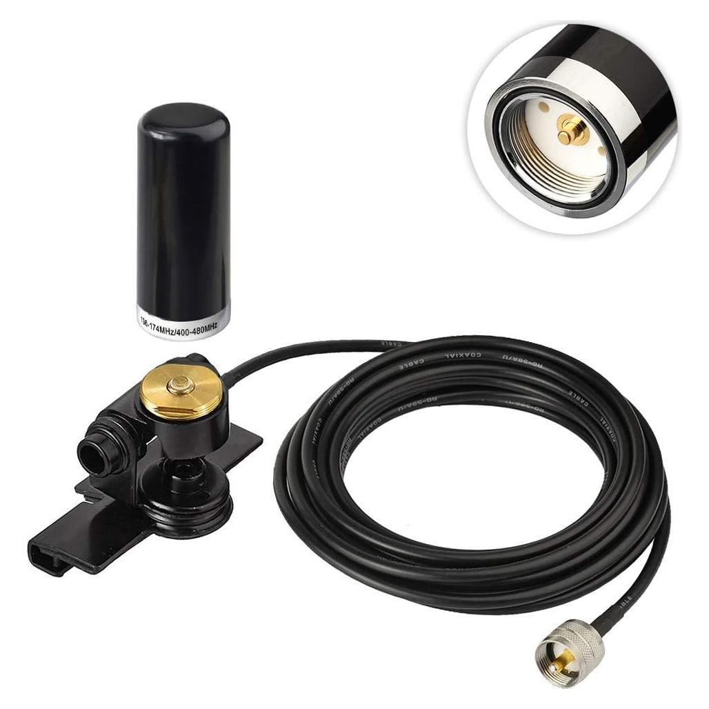 Antena de Radio Móvil Bingfu VHF UHF 136-470MHz 5m con Soporte