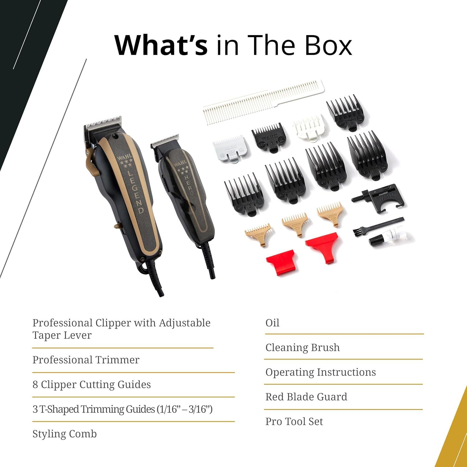 Combo Barbería Profesional Wahl Cortadora Legend y Hero