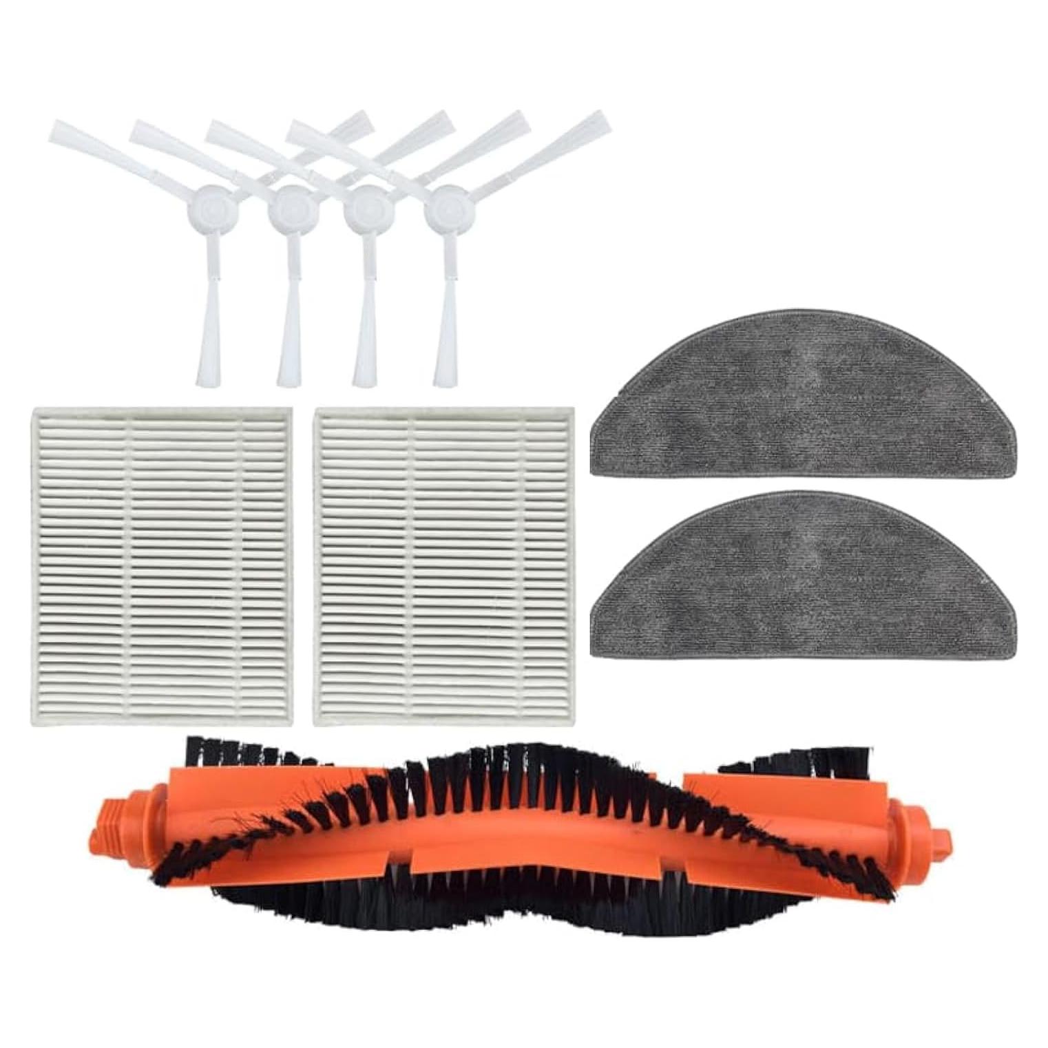 （9pcs） Compatible with xiaomi E10 B112 E12 E10C C103 3C (Enhanced Edition) 3C Plus S20 D106 irobot Roomba Q0120 Q011 Robot Vacuum Cleaner Roller brush/side brush/mop cloth/HEPA Filter Accessories
