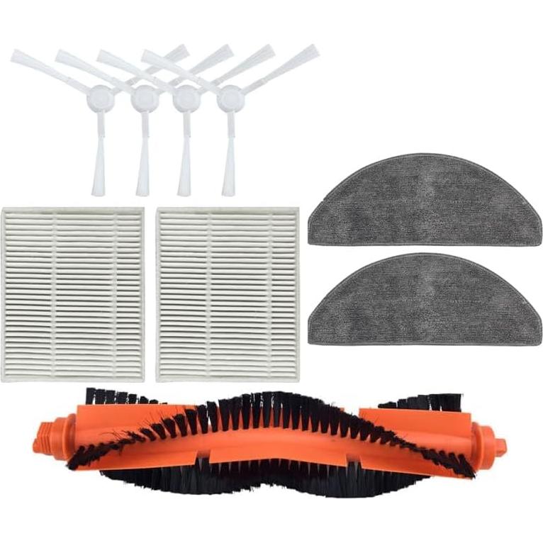 （9pcs） Compatible with xiaomi E10 B112 E12 E10C C103 3C (Enhanced Edition) 3C Plus S20 D106 irobot Roomba Q0120 Q011 Robot Vacuum Cleaner Roller brush/side brush/mop cloth/HEPA Filter Accessories