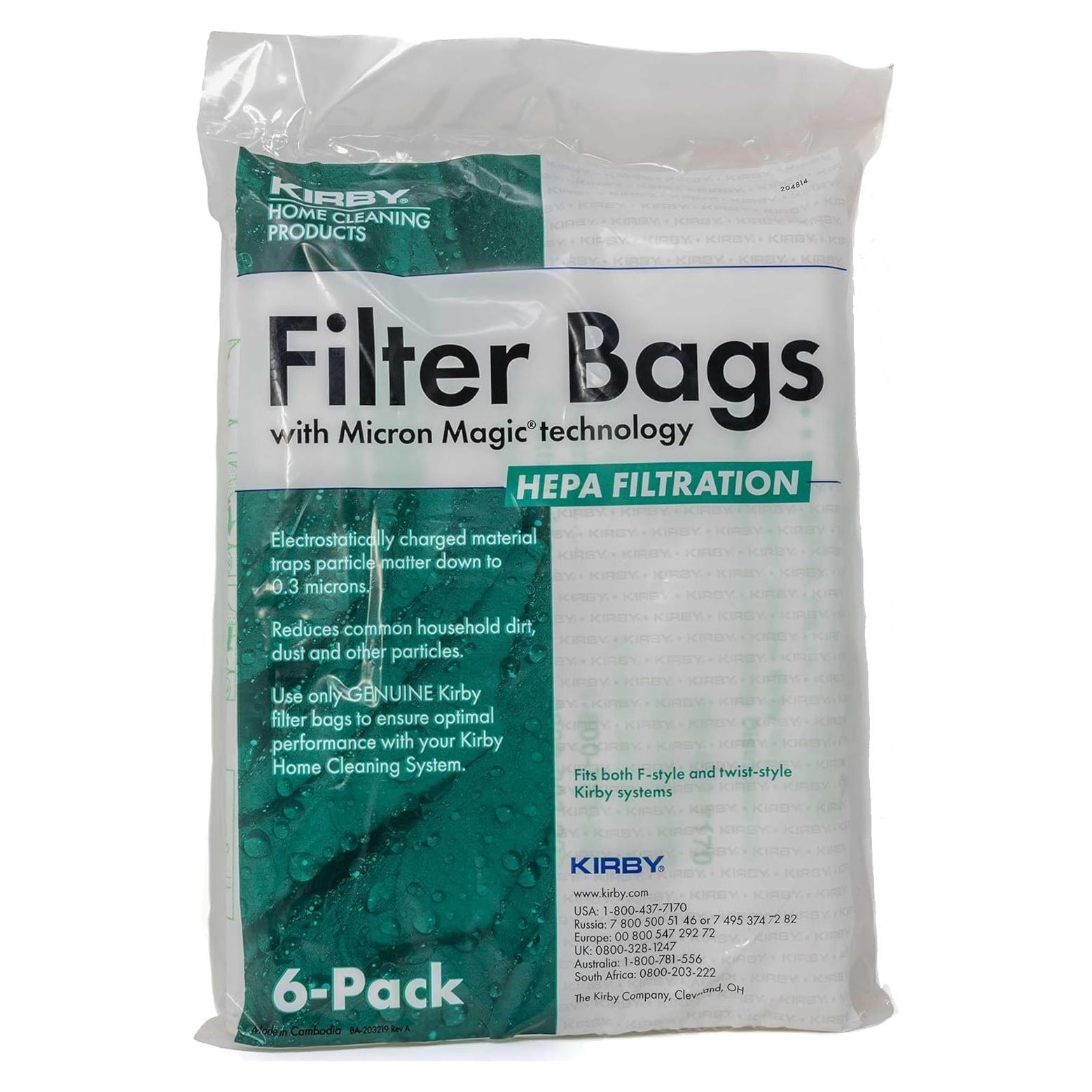 Bolsas de Filtro HEPA Kirby 6-Pack | Modelo 204814 | Estilo F/Twist