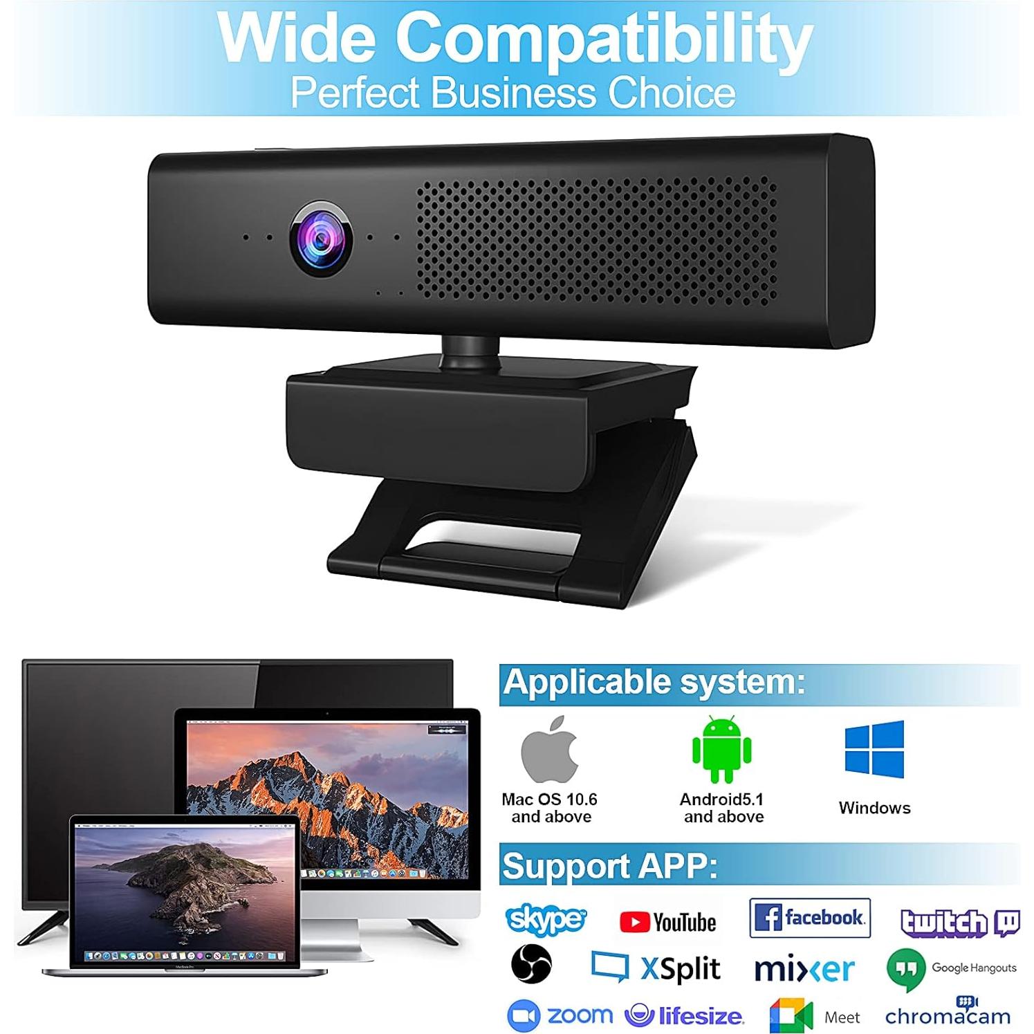 Cámara Webcam Full HD 1080P Maciebelle con Altavoz y Micrófonos