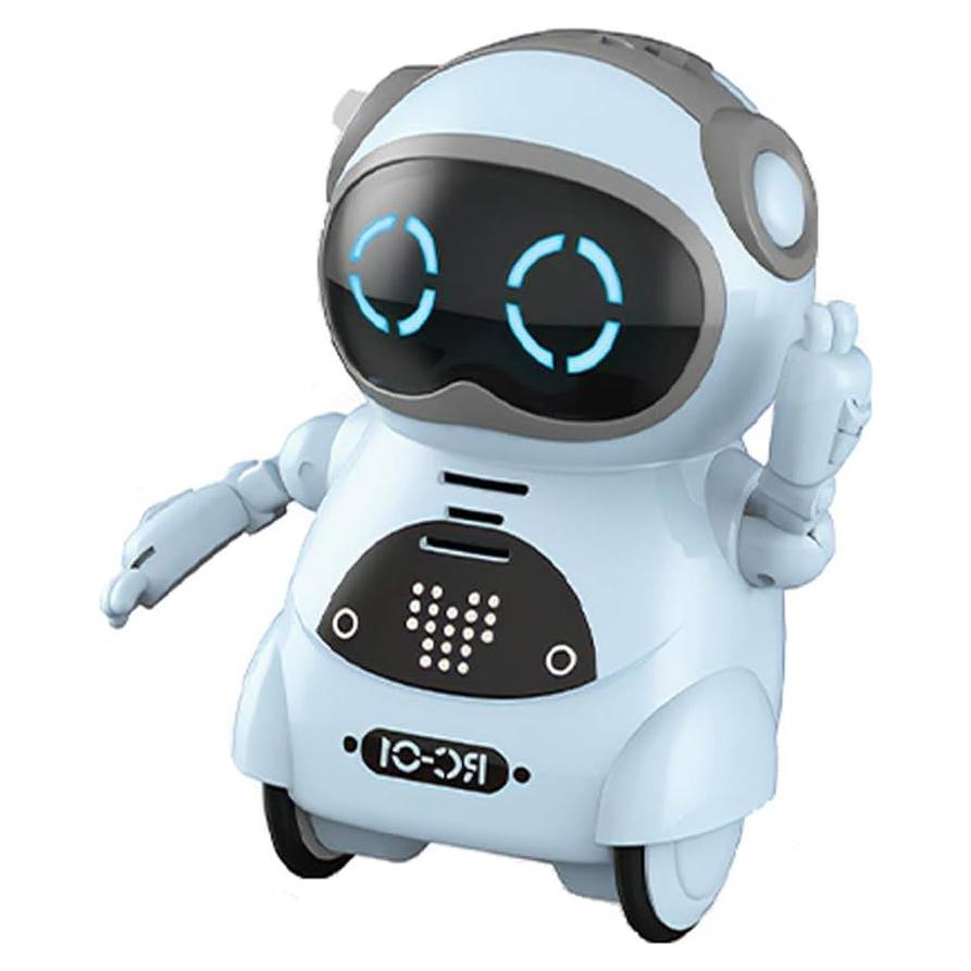 GoolRC Mini Pocket Robot, with Interactive Dialogue Conversation, Voice Recognition, Singing and Dancing, Electric Small Robot Gift (Blue)