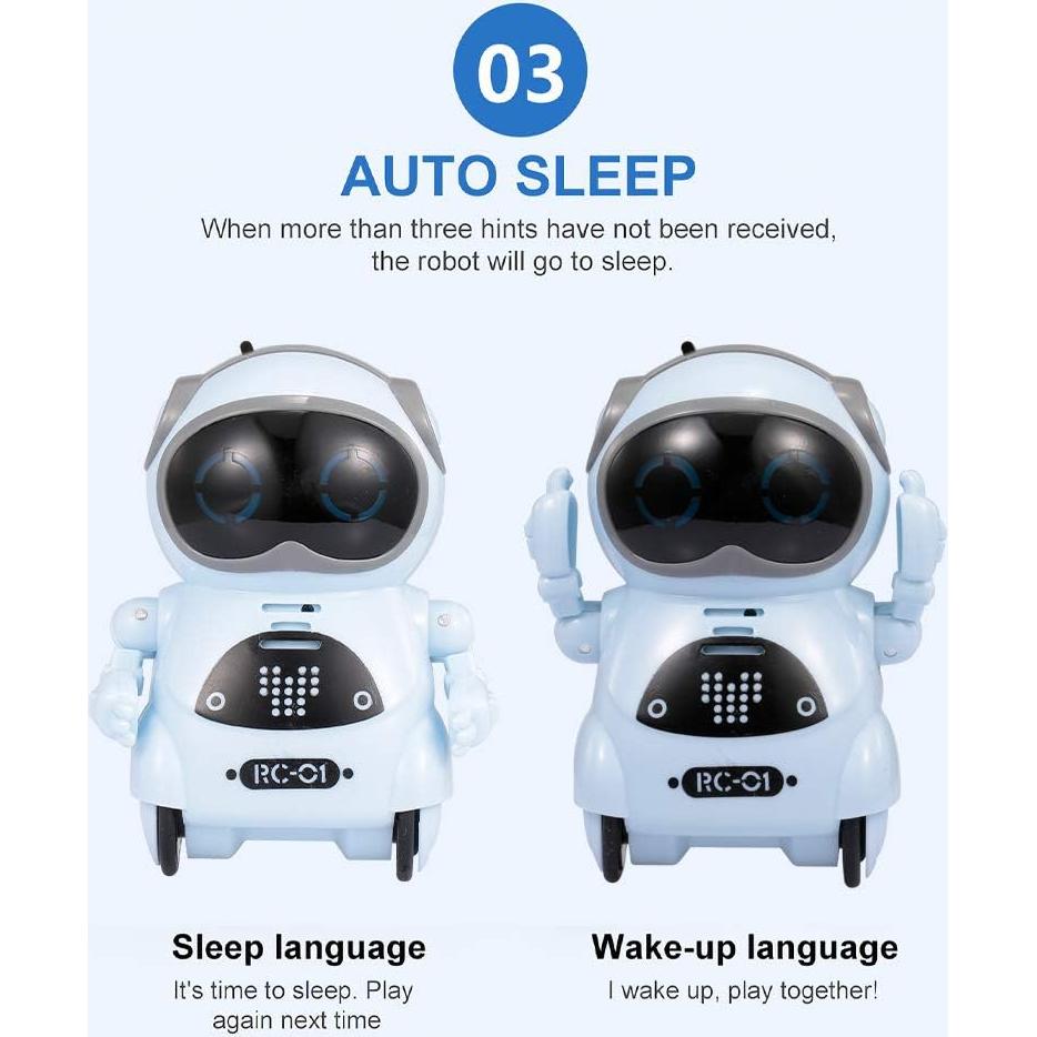 GoolRC Mini Pocket Robot, with Interactive Dialogue Conversation, Voice Recognition, Singing and Dancing, Electric Small Robot Gift (Blue)