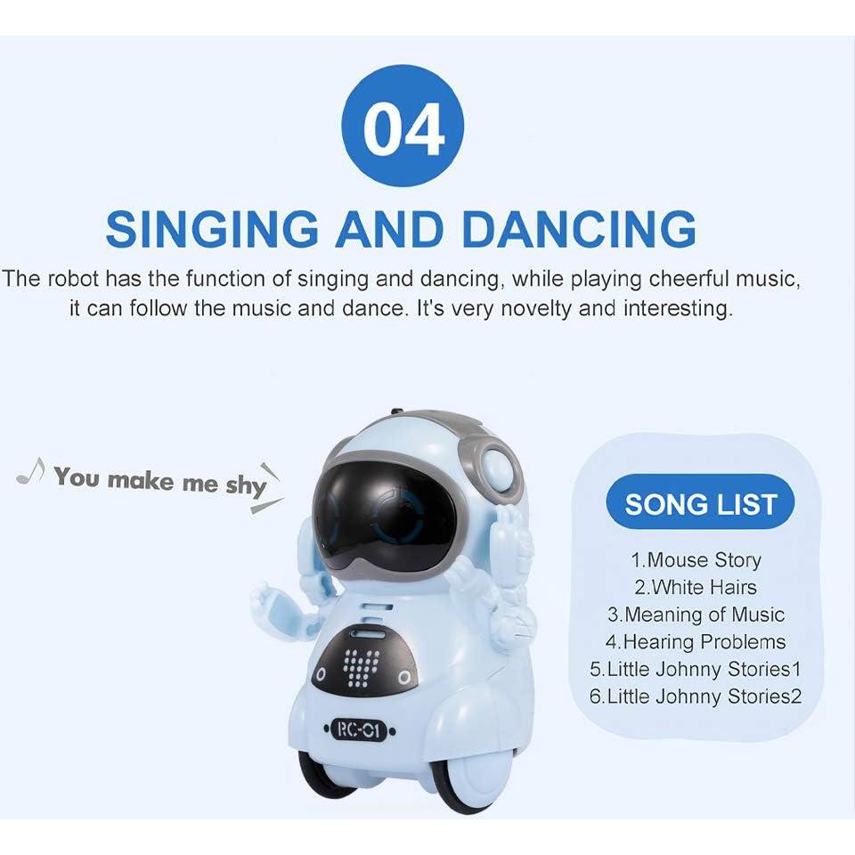 GoolRC Mini Pocket Robot, with Interactive Dialogue Conversation, Voice Recognition, Singing and Dancing, Electric Small Robot Gift (Blue)