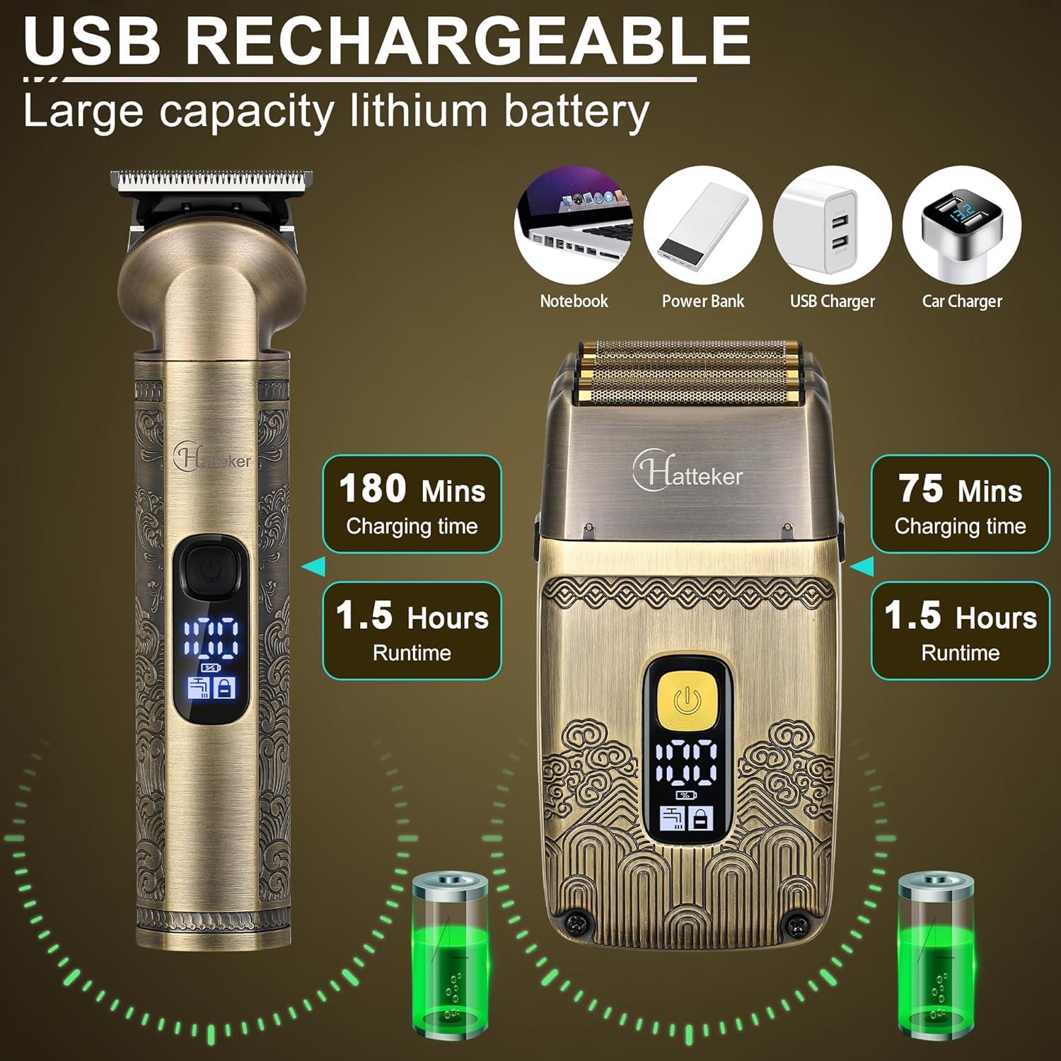 Cortadora de Cabello Hatteker HT-602 Inalámbrica 2 en 1