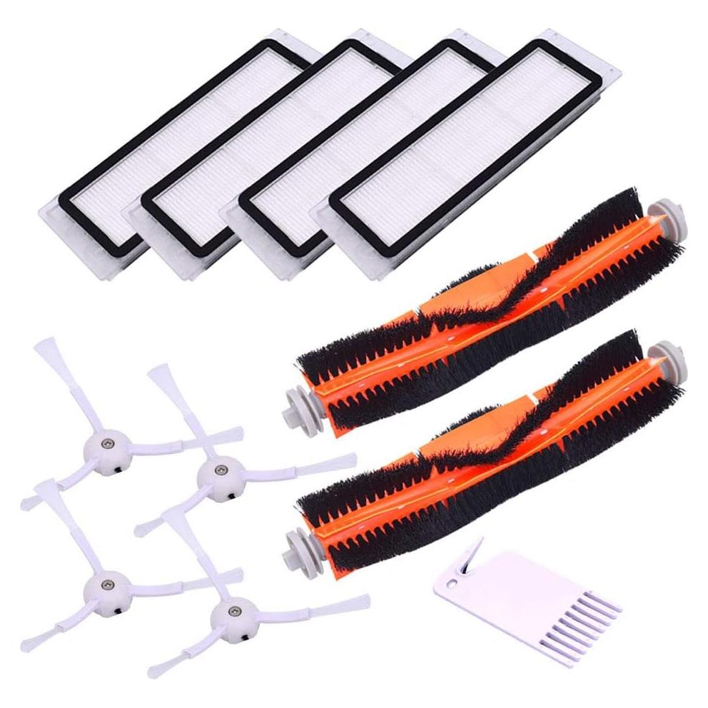 Neutop Replacement Accessories Kit Compatible with Roborock S6 S6 Pure S5 S5 Max S4 E4 E20 E25 E35 C10 S50 Robot Vacuum Parts with 2 Main Brush 4 Filter 4 Side Brush 1 Cleaning Tool