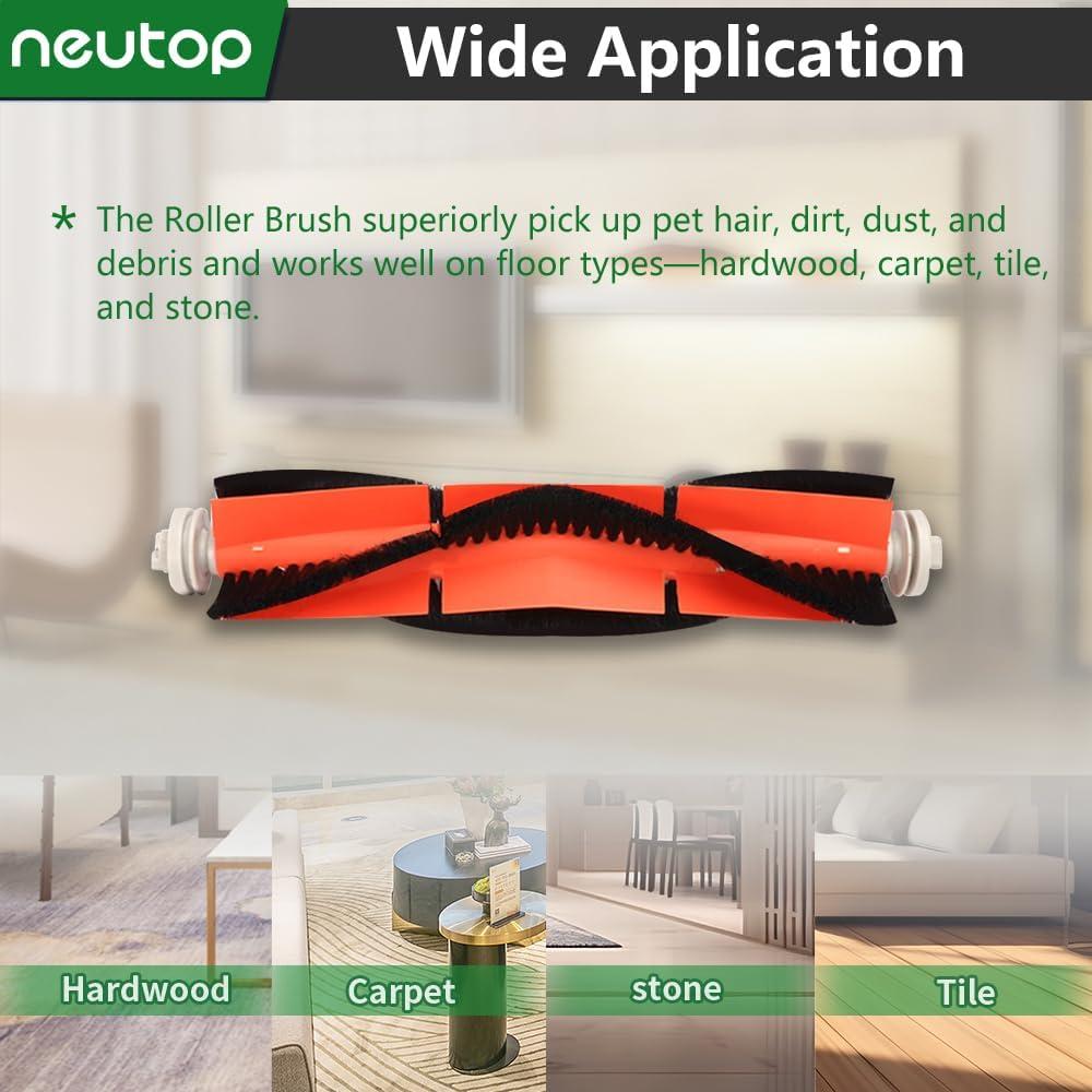 Neutop Replacement Accessories Kit Compatible with Roborock S6 S6 Pure S5 S5 Max S4 E4 E20 E25 E35 C10 S50 Robot Vacuum Parts with 2 Main Brush 4 Filter 4 Side Brush 1 Cleaning Tool
