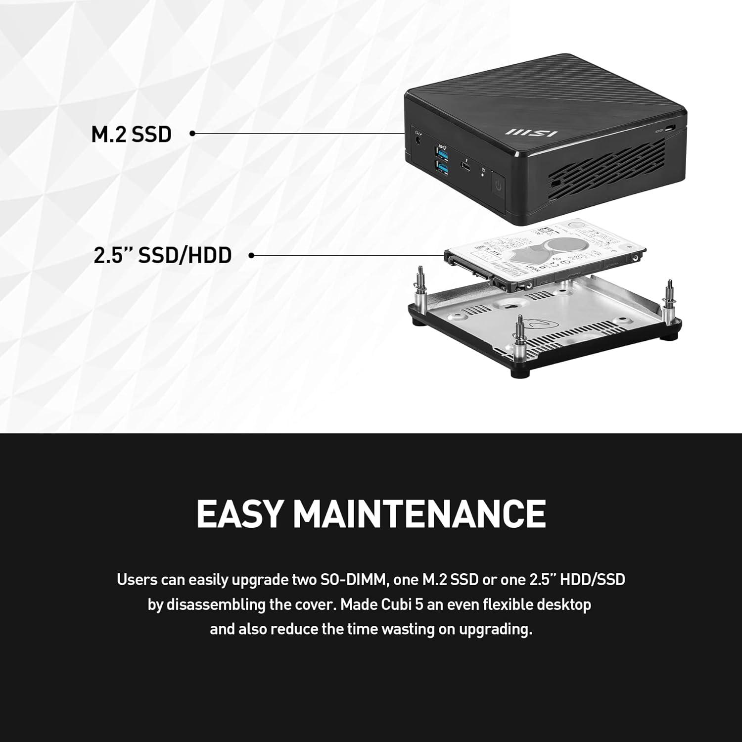 Mini PC MSI Cubi 5 i5-1235U 0.7L WiFi 6 BT 5.2 Negro