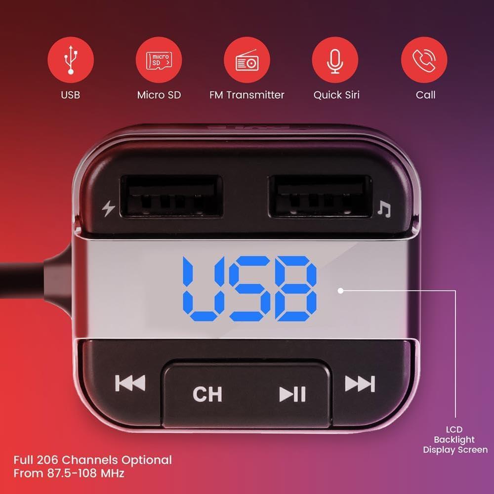 Transmisor FM Bluetooth Pyle PBT91.5 con USB y SD