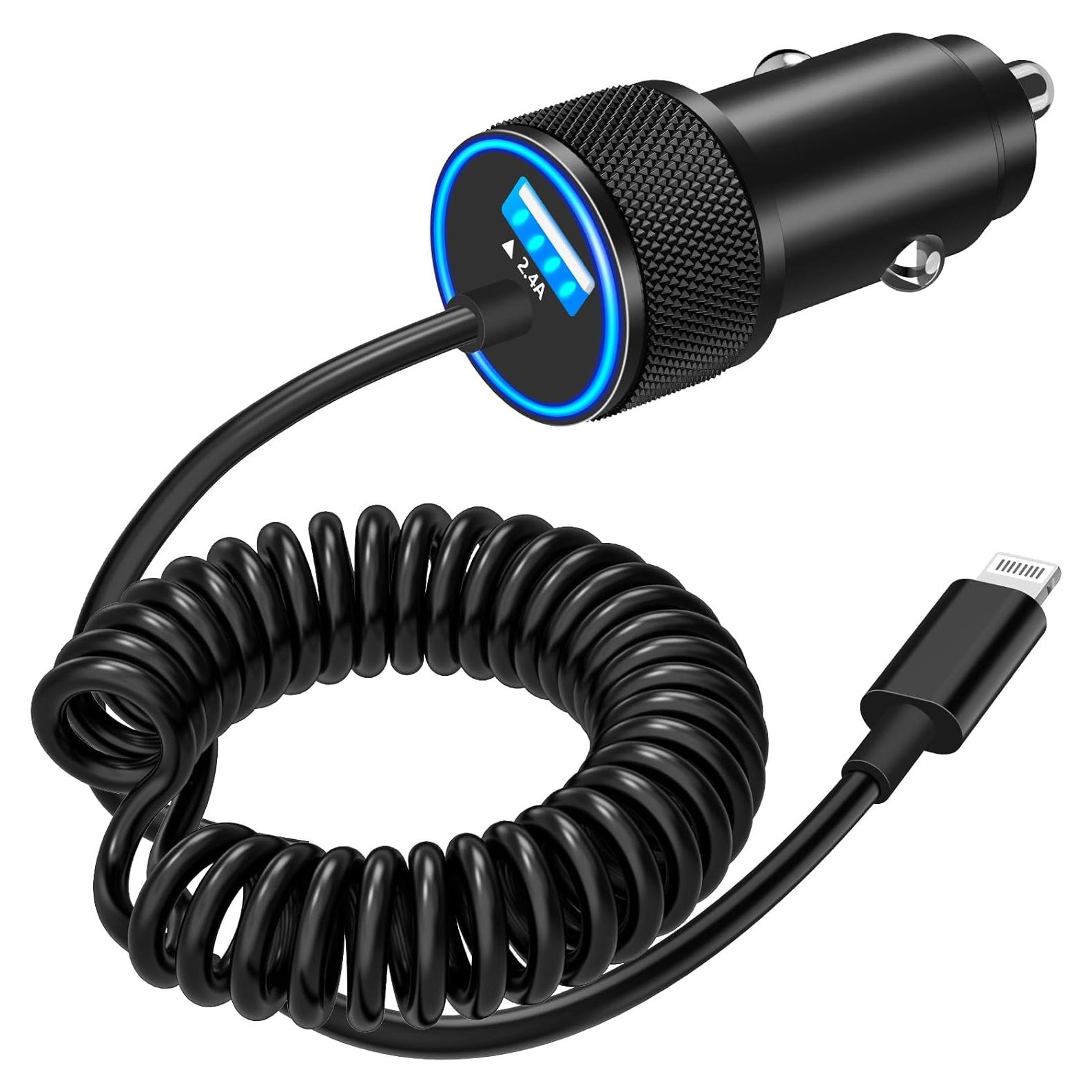 Cargador de Coche USB Linocell 4.8A + Cable Lightning 1.8m