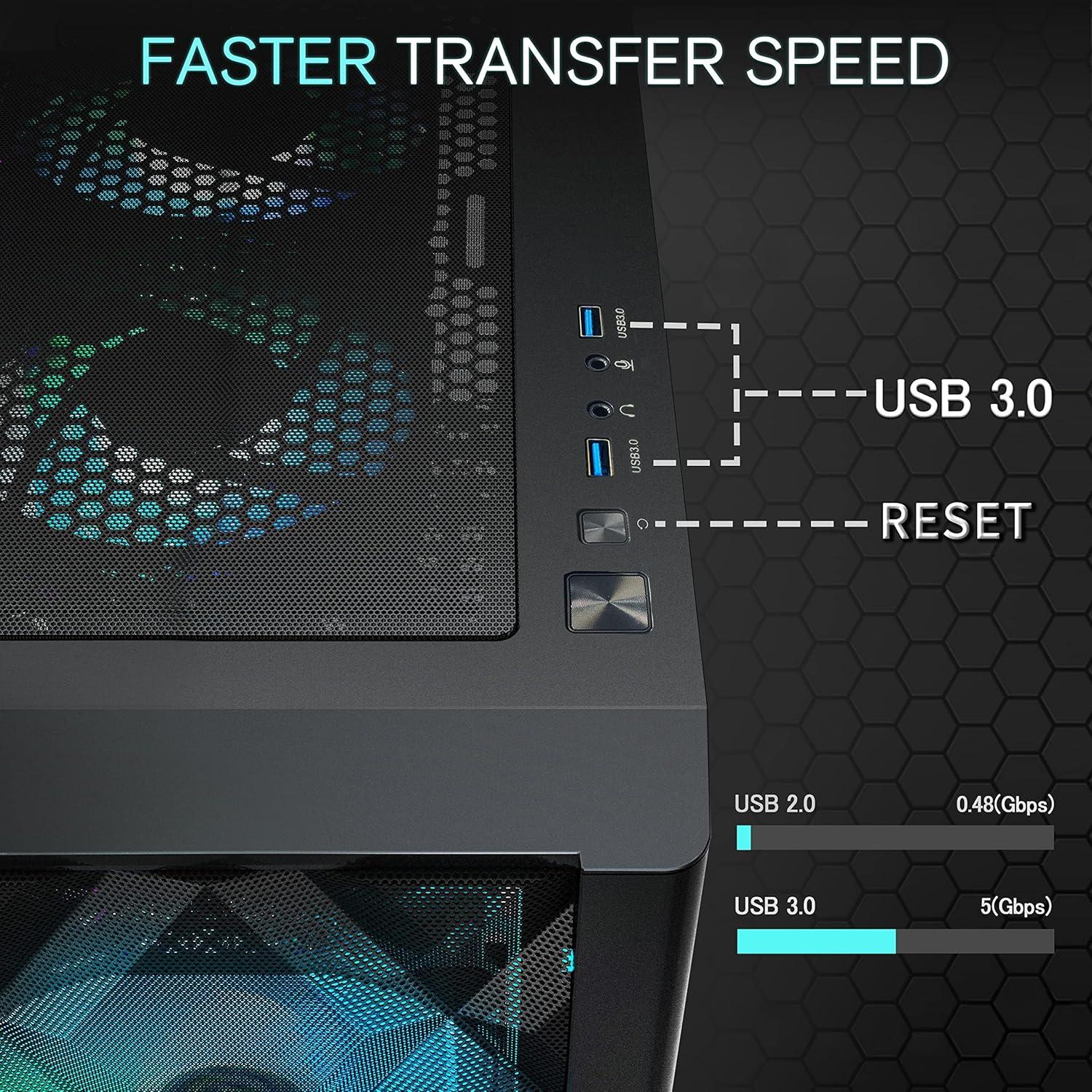 Caja PC ATX MUSETEX NN8 con 6 Ventiladores ARGB y Vidrio Templado