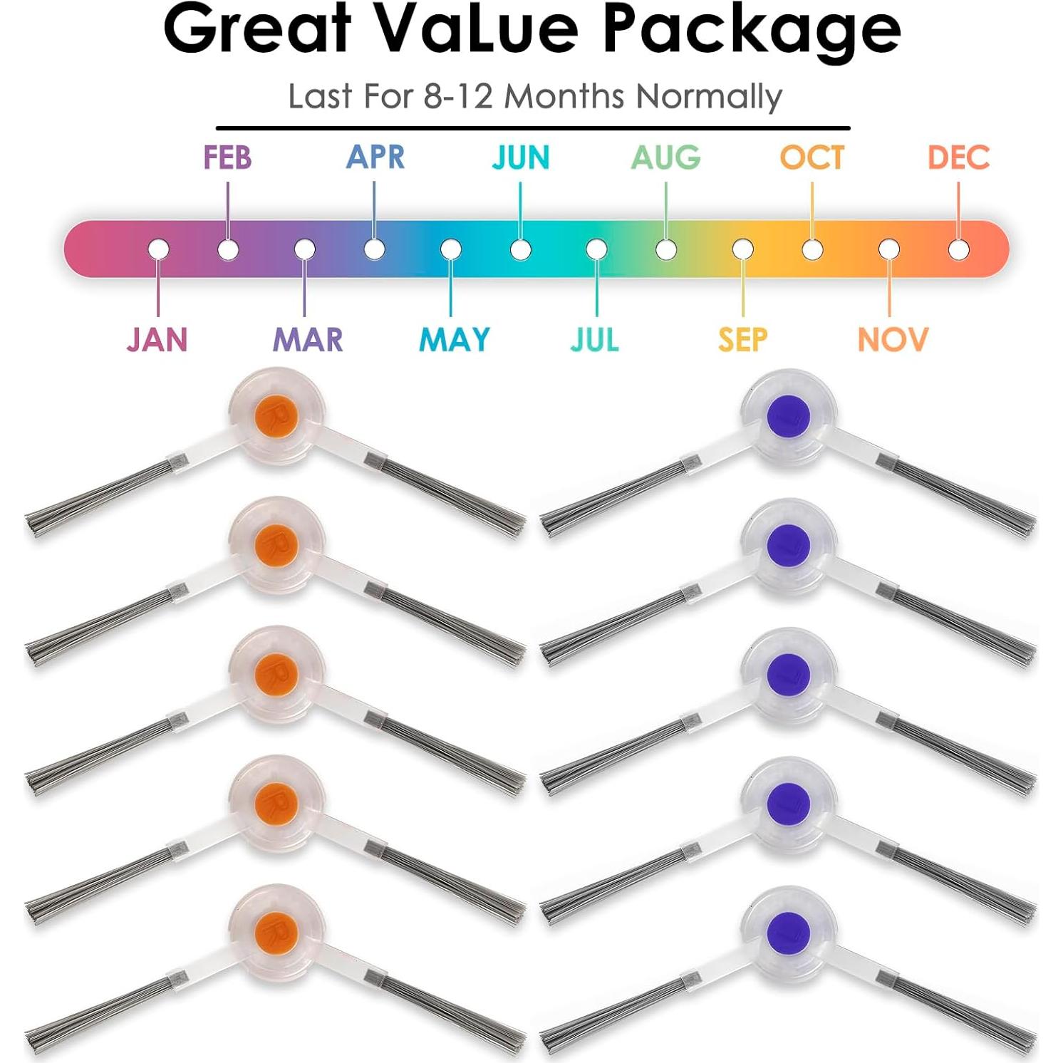 10 Piezas Cepillos Laterales MIBUMIKI para Narwal Freo