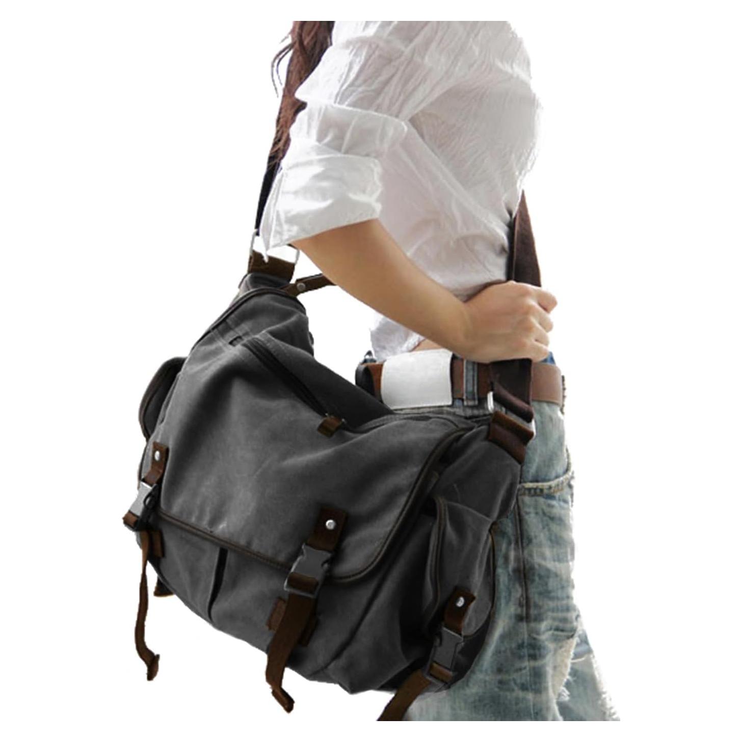 Bolsa Mensajero Lona Taoqiao Grande Negra para Laptop